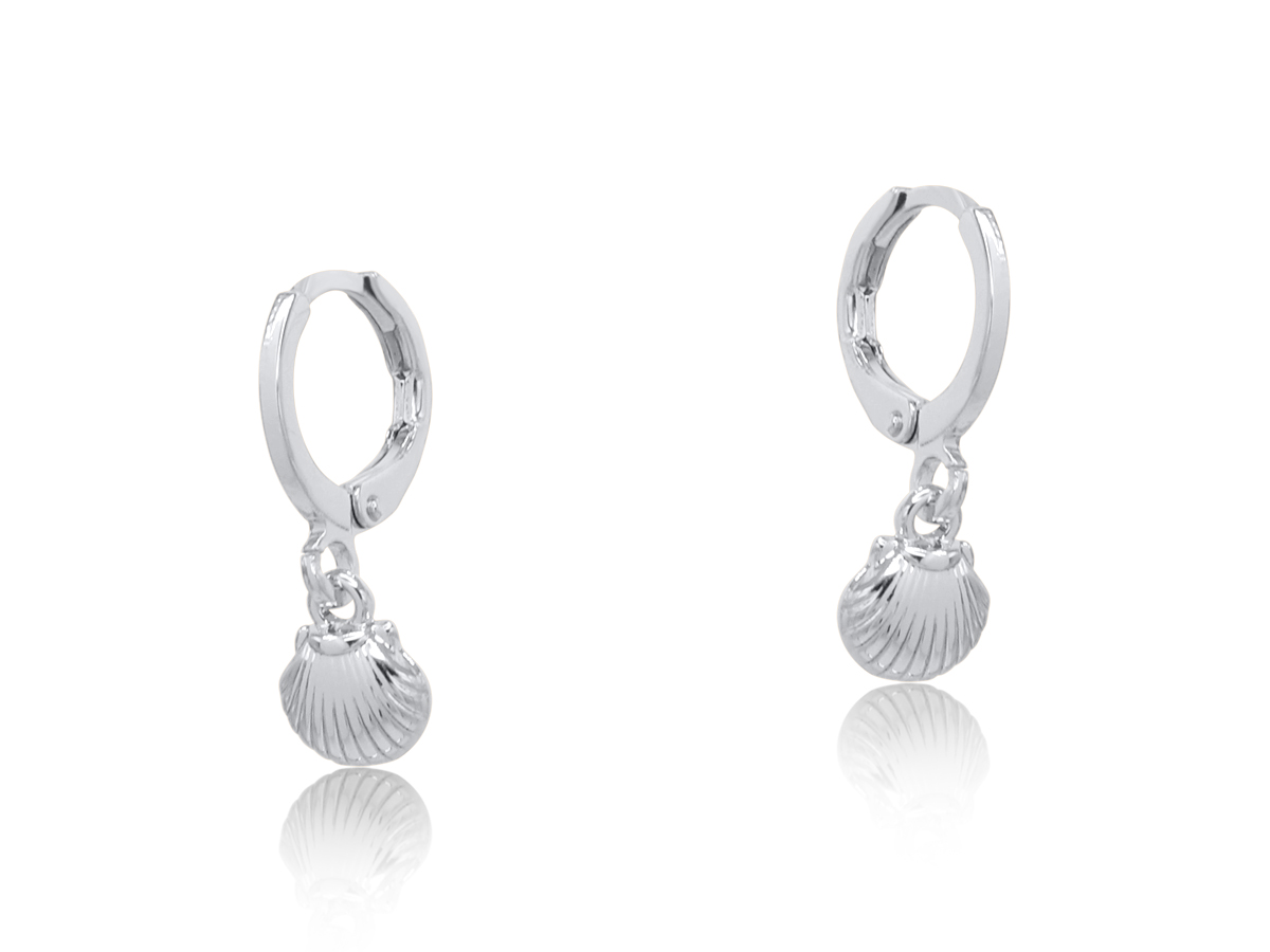 Picture of SILVER INES SEA TOKEN PETITE HUGGIE EARRINGS