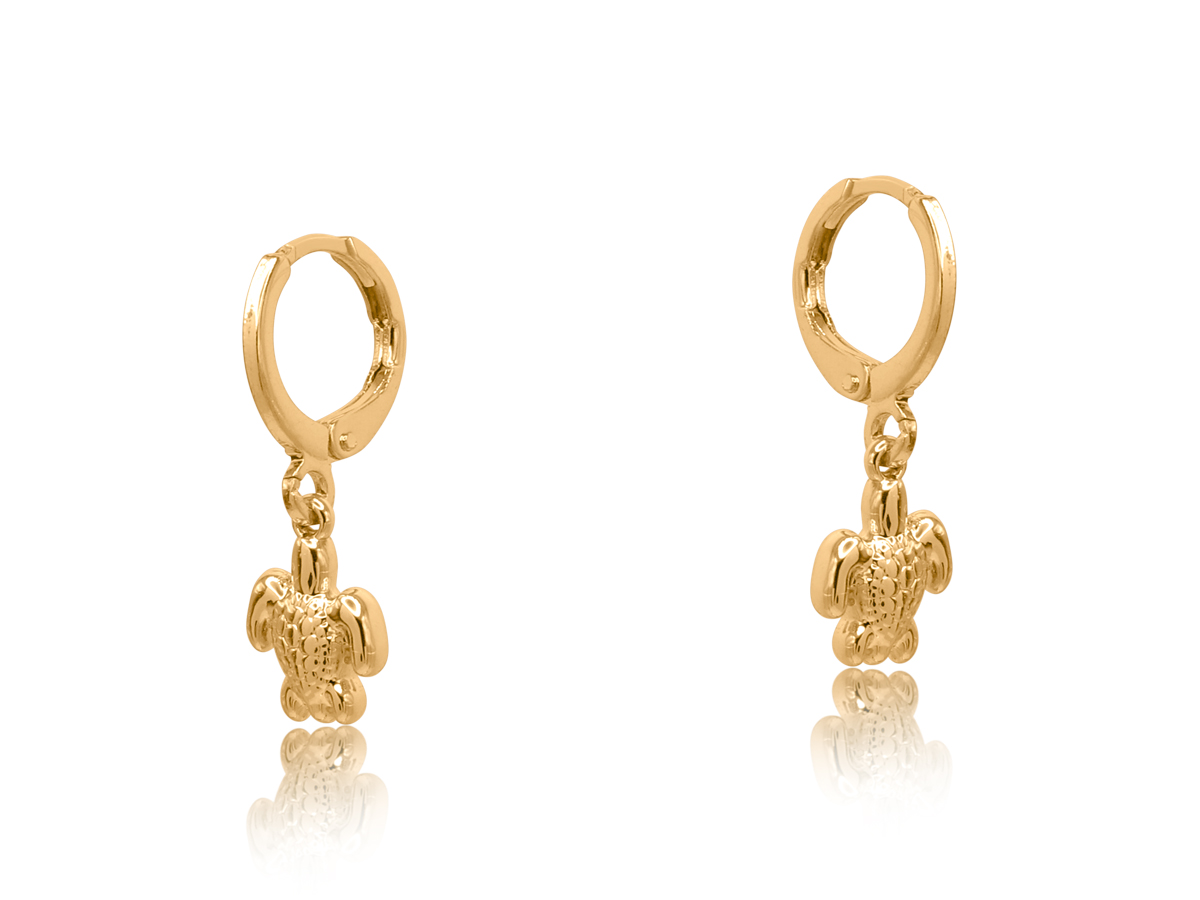 Picture of GOLD  ROSA SEA TOKEN PETITE HUGGIE EARRINGS