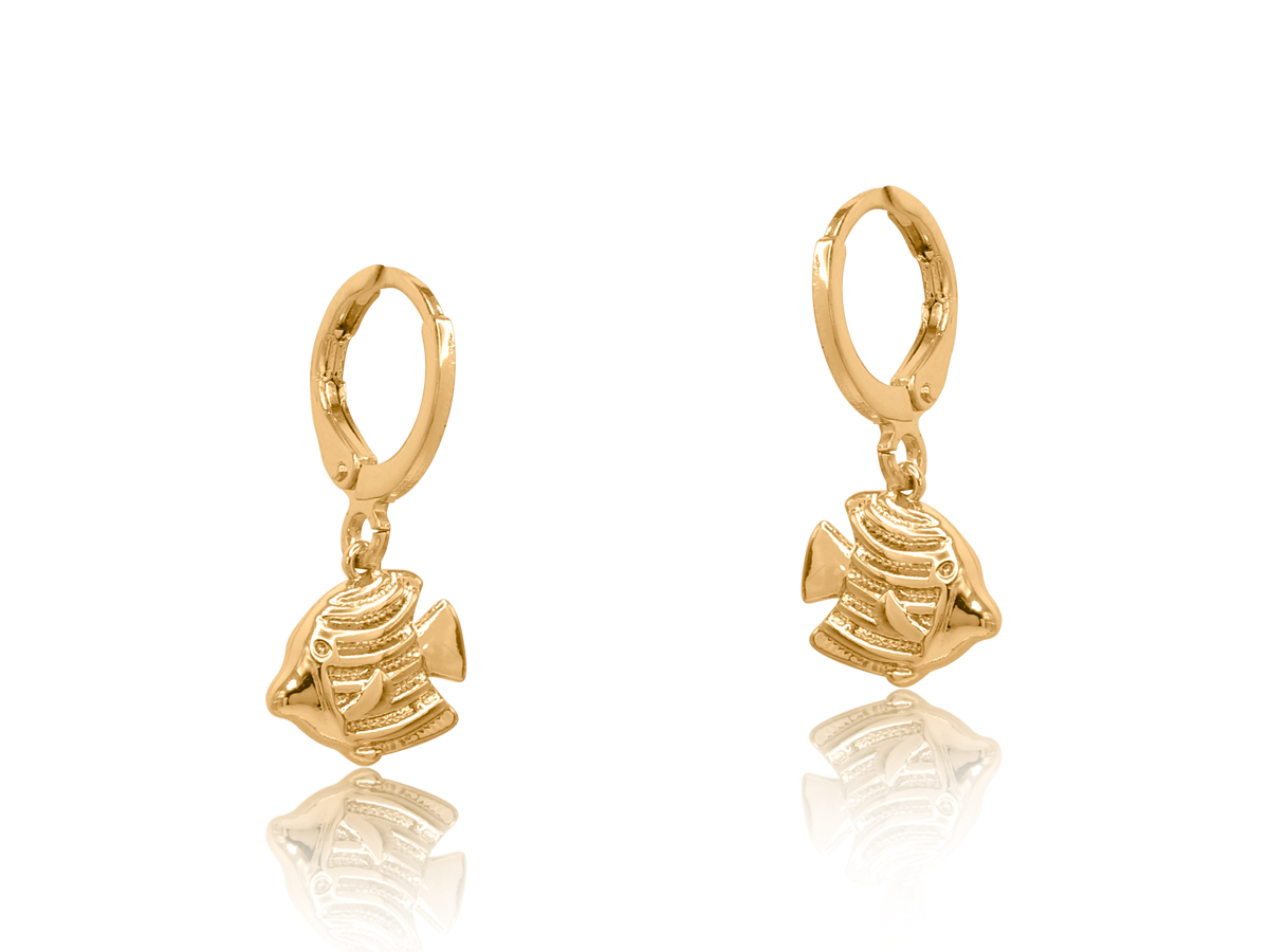Picture of GOLD  CLARA SEA TOKEN PETITE HUGGIE EARRINGS