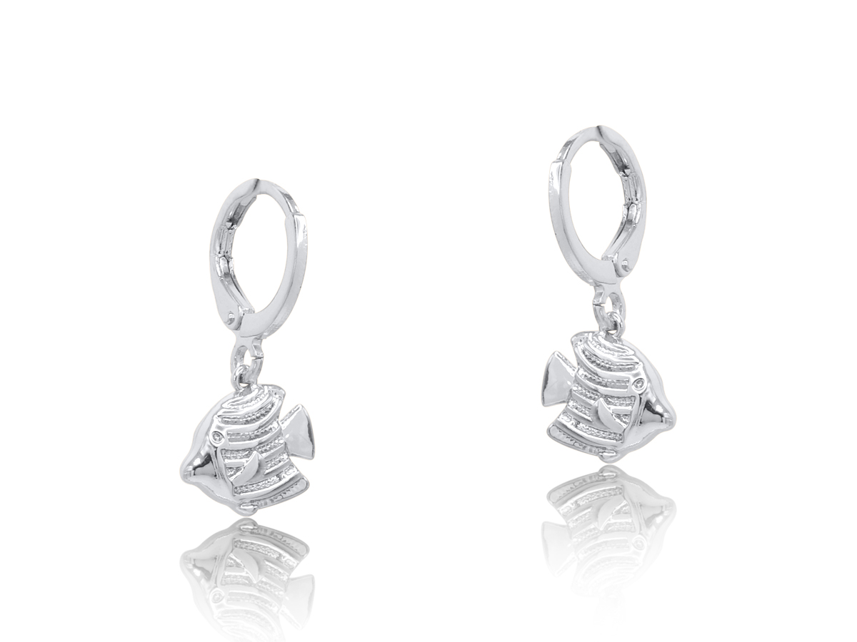 Picture of SILVER CLARA SEA TOKEN PETITE HUGGIE EARRINGS
