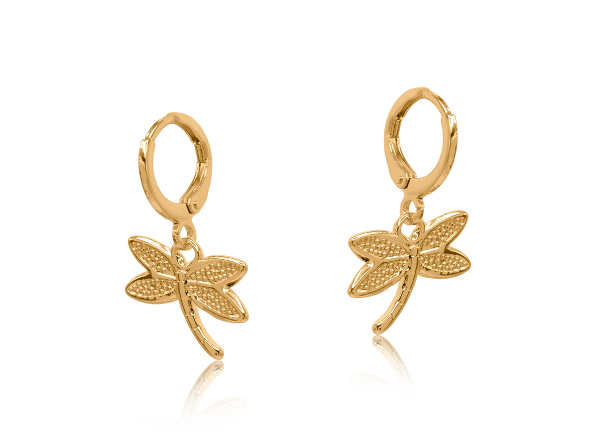 Picture of GOLD  BEATRIZ SEA TOKEN PETITE HUGGIE EARRINGS