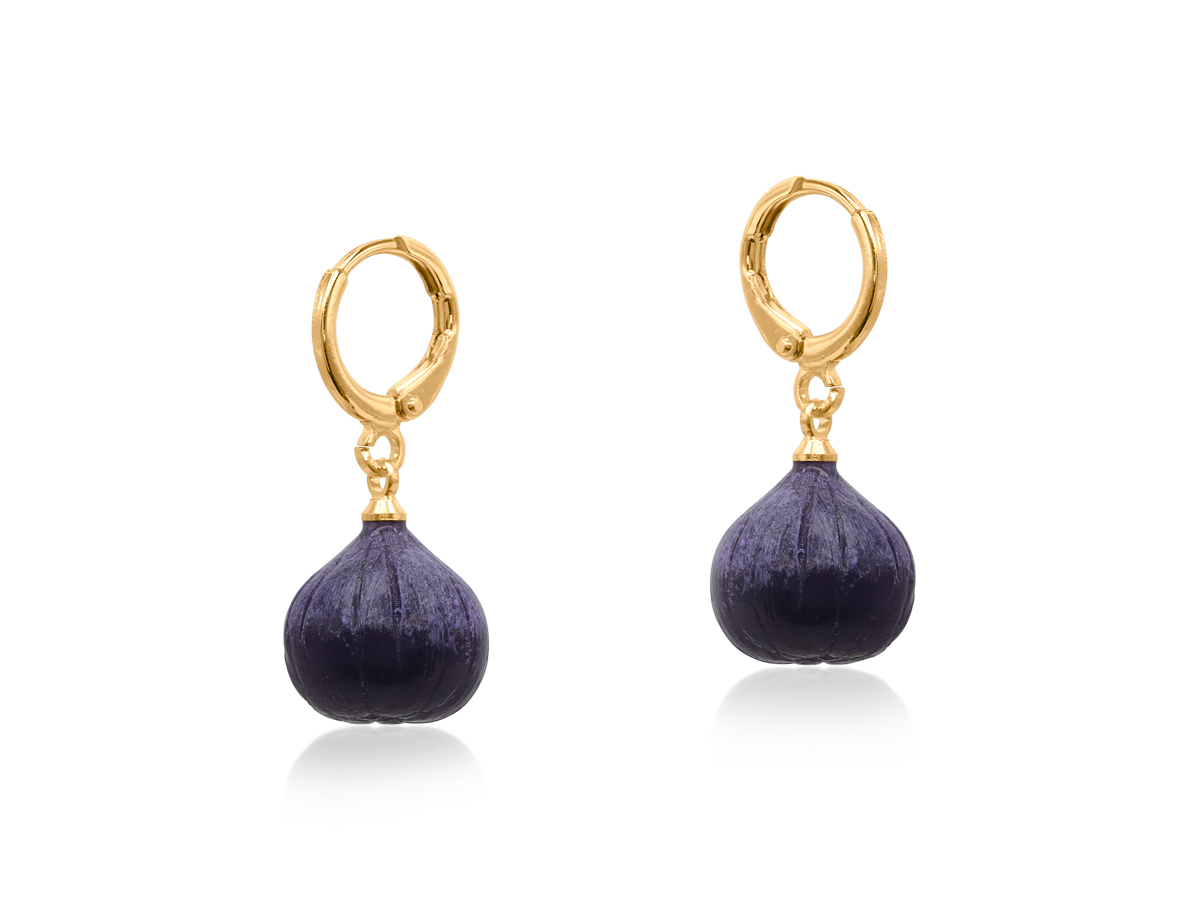 Picture of DARK VIOLET FIG CORNUCOPIA PETITE HOOP EARRINGS