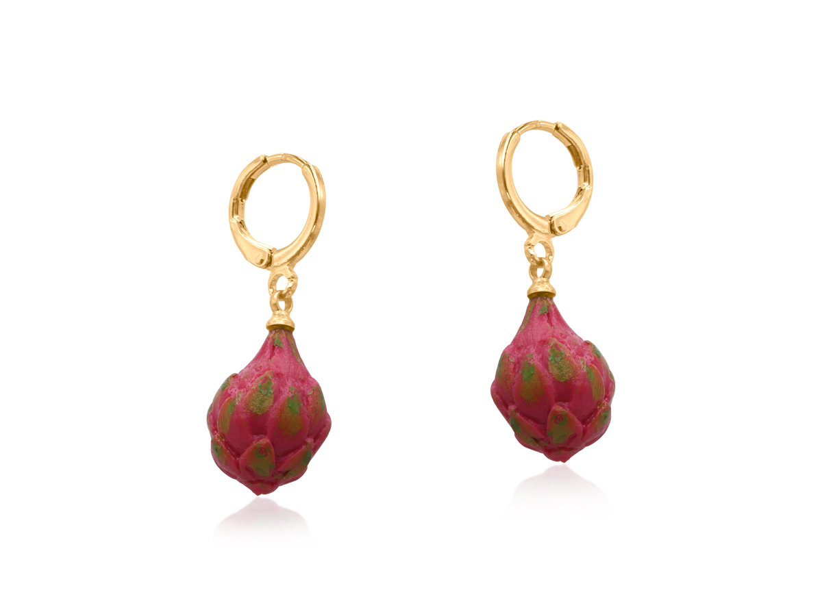 Picture of PINK DRAGON FRUIT CORNUCOPIA PETITE HOOP EARRINGS
