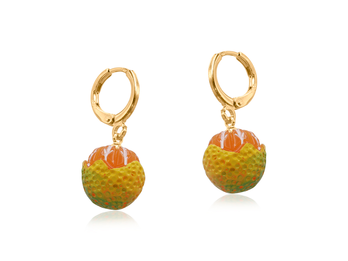 Picture of RED TANGERINE CORNUCOPIA PETITE HOOP EARRINGS