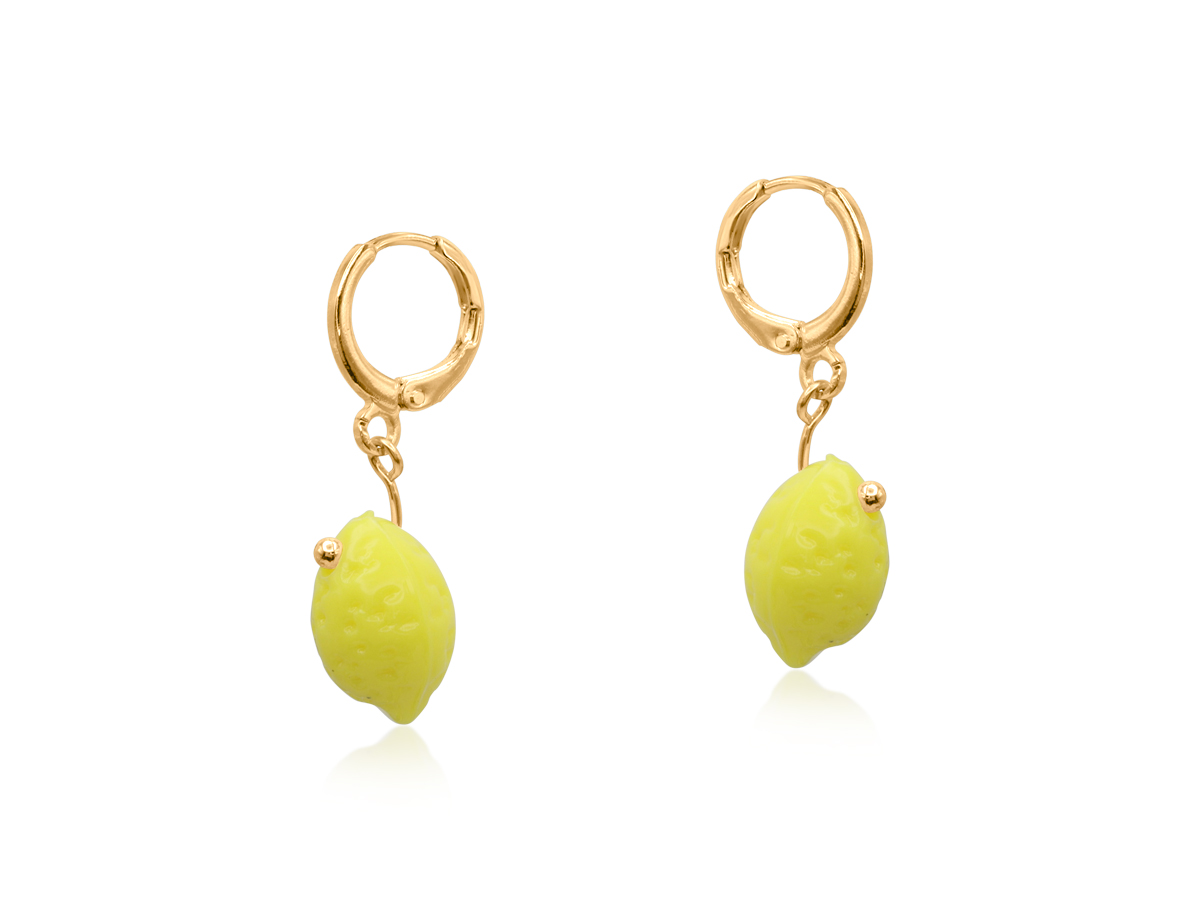 Picture of YELLOW LEMON CORNUCOPIA PETITE HOOP EARRINGS