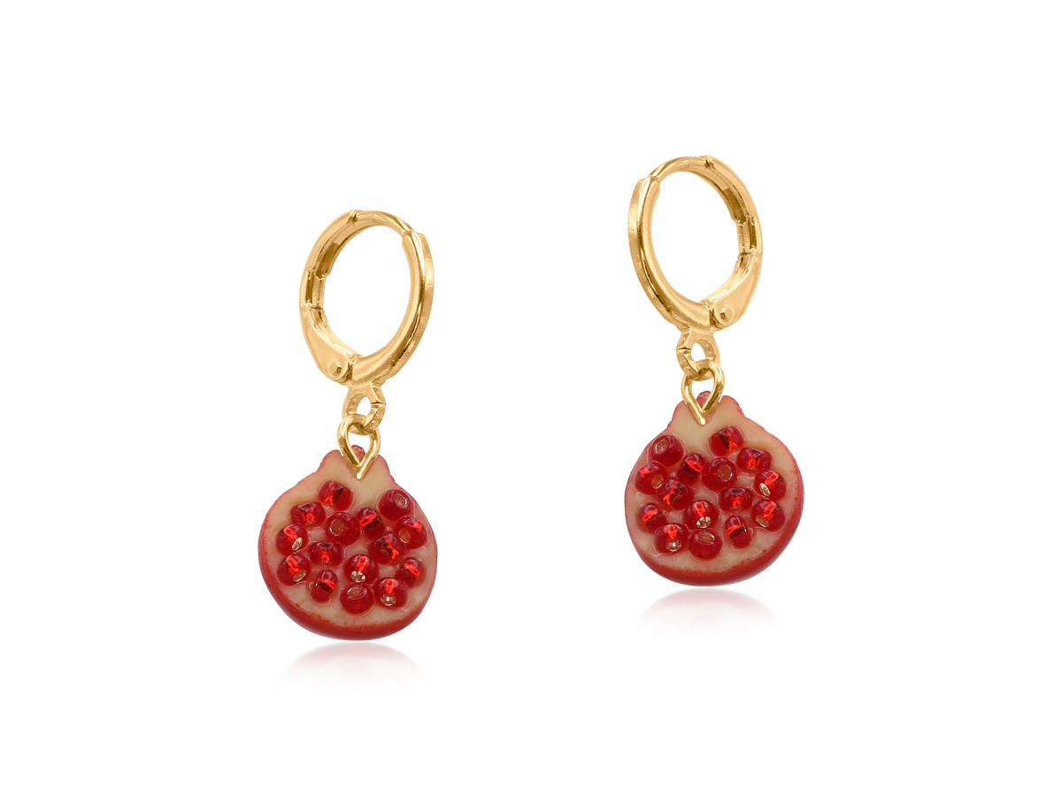 Picture of RED POMEGRANATE CORNUCOPIA PETITE HOOP EARRINGS