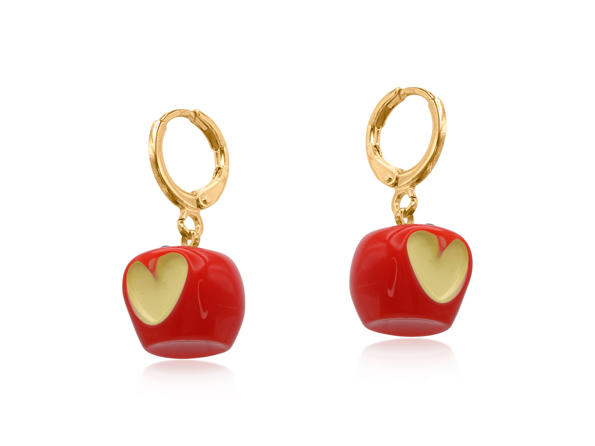 Picture of RED APPLE CORNUCOPIA PETITE HOOP EARRINGS
