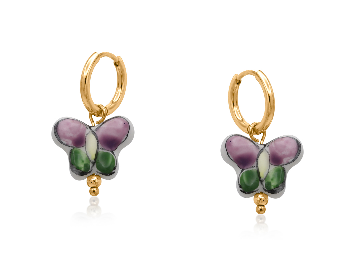 Picture of GREEN PURPLE  VICTORIA PETITE BRASS EARRINGS