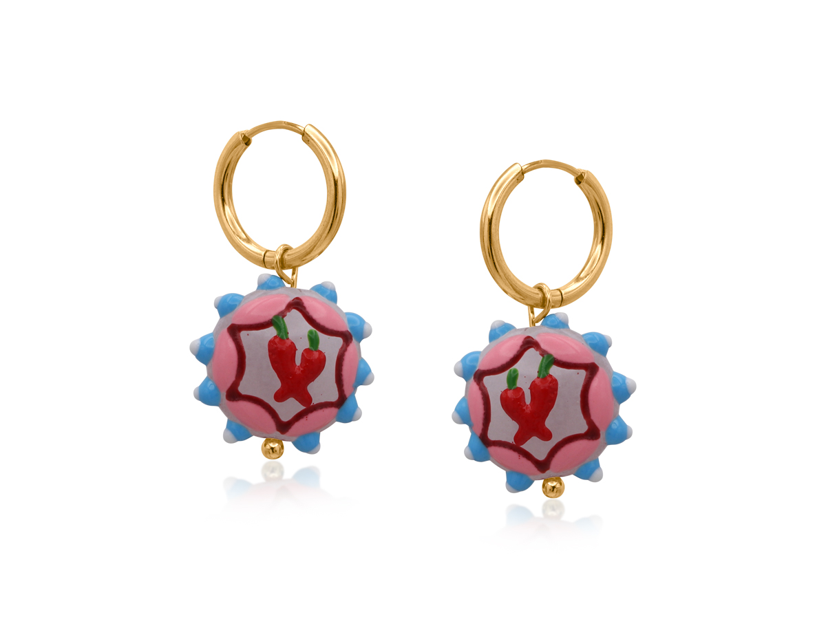 Picture of PINK MULTI  COWBOW CHILLIE CHARM EARRINGS