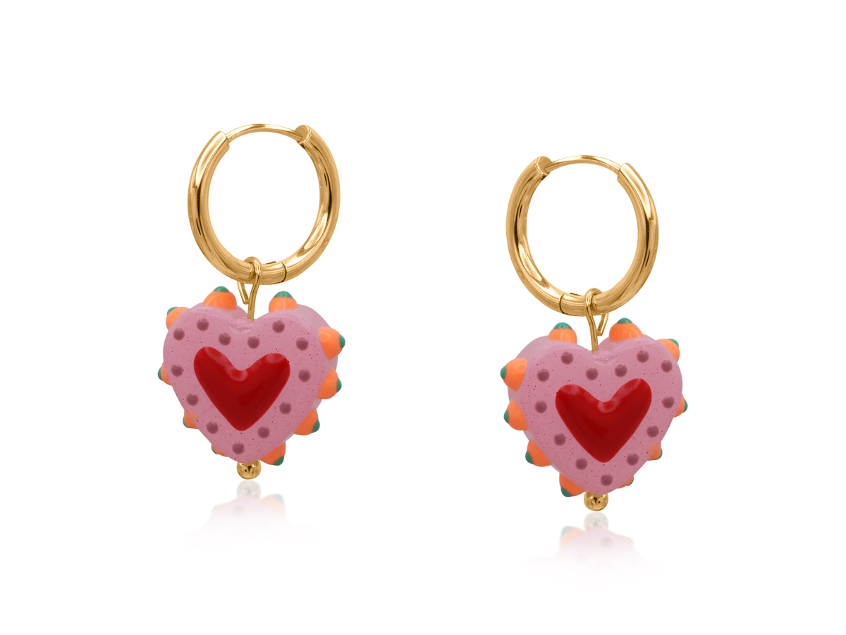 Picture of MIX SANTA FE HEART CHARM EARRINGS