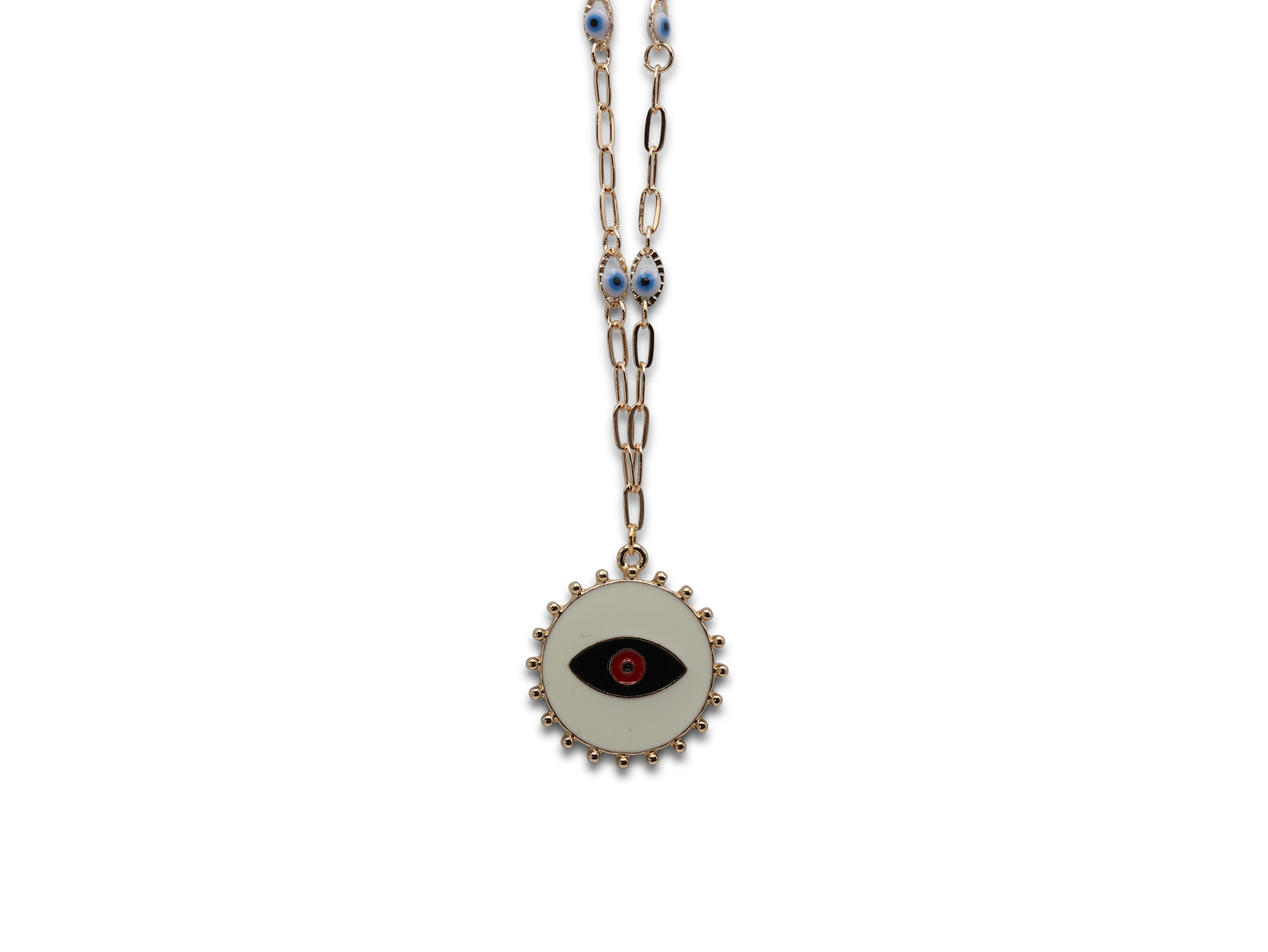 Picture of WHITE NAVY SIRMA EVIL EYE PENDANT NECKLACE
