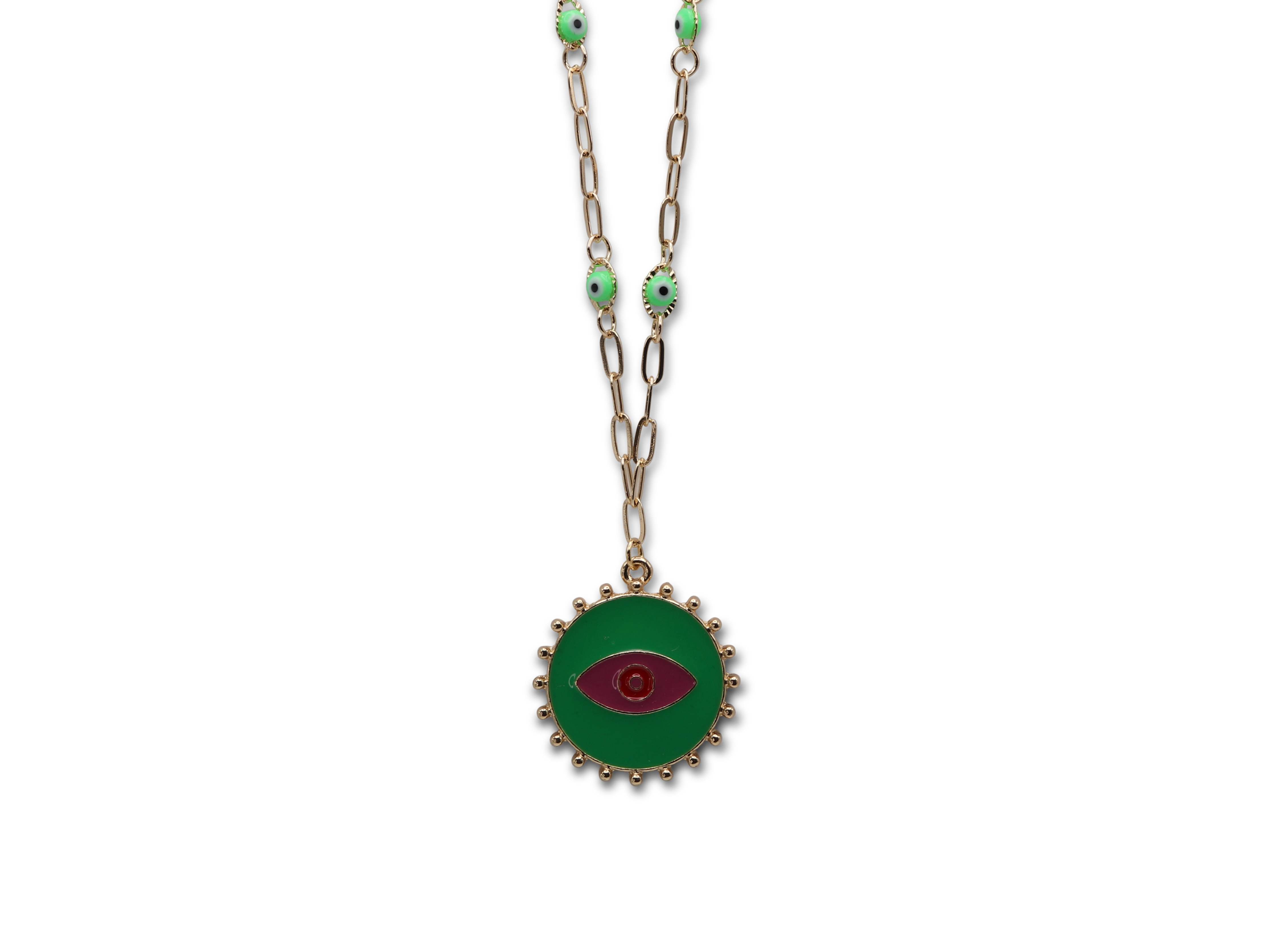 Picture of GREEN - FUCHSIA PINK - RED SIRMA EVIL EYE PENDANT
