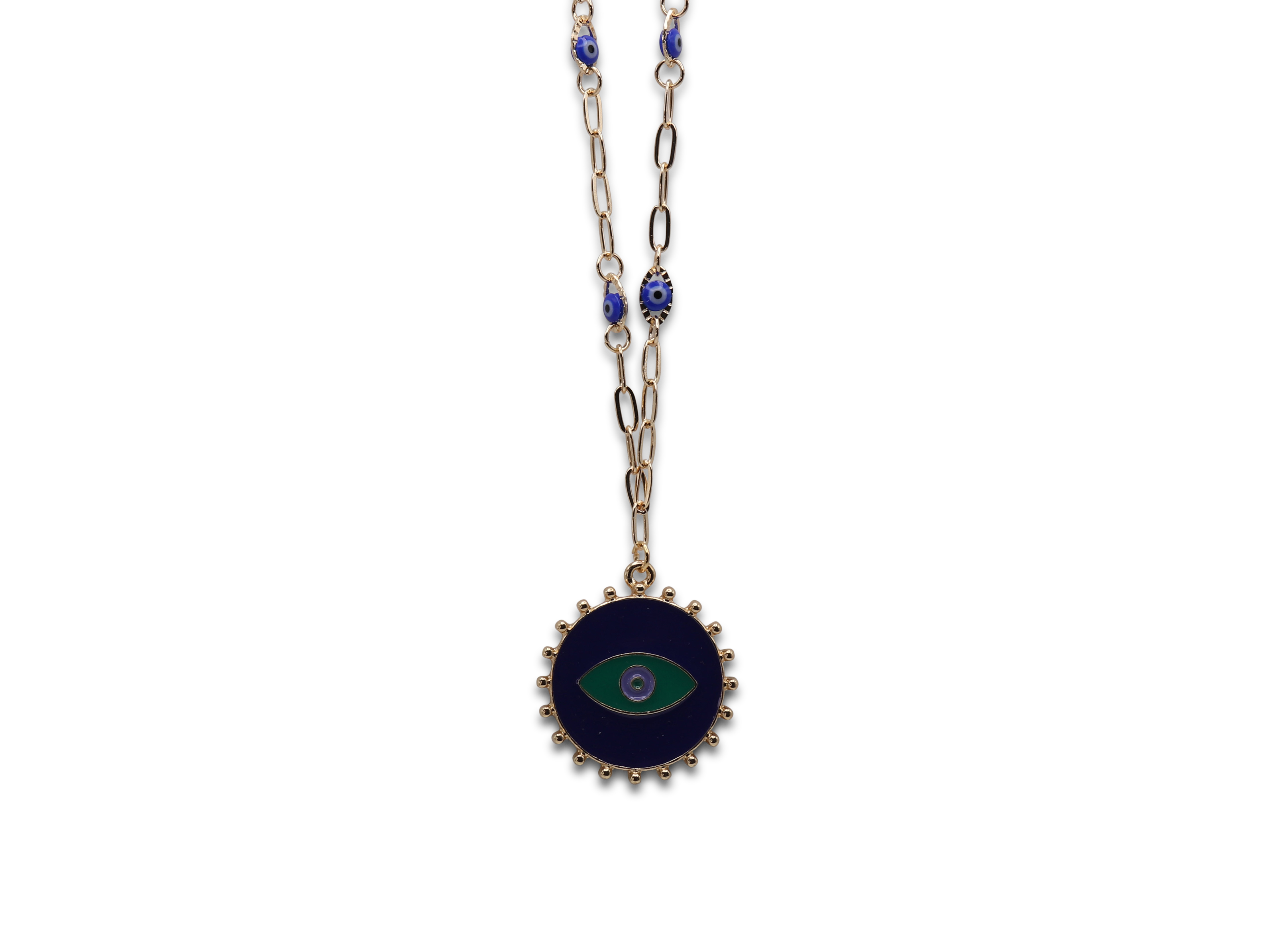 Picture of NAVY GREEN VIOLET SIRMA EVIL EYE PENDANT NECKLACE
