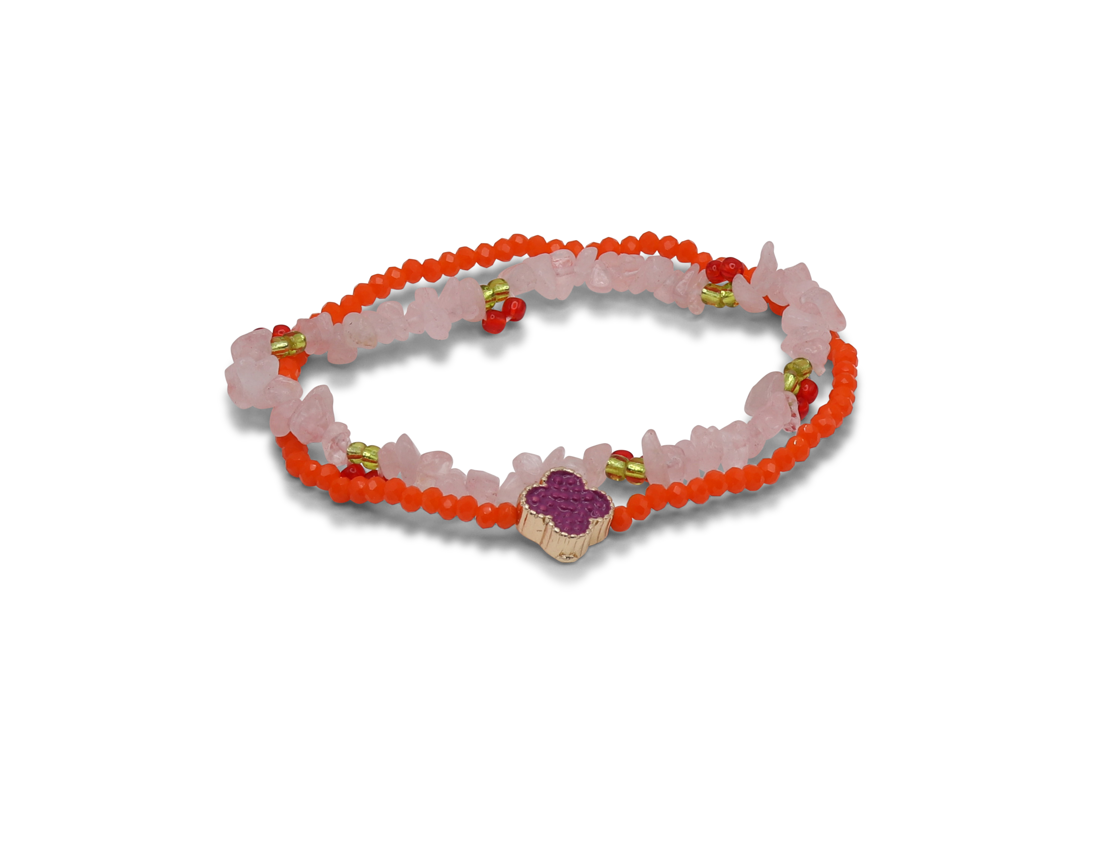 Picture of ORANGE /BABY PINK  LOUISE BEADED SET OF BRACELETS