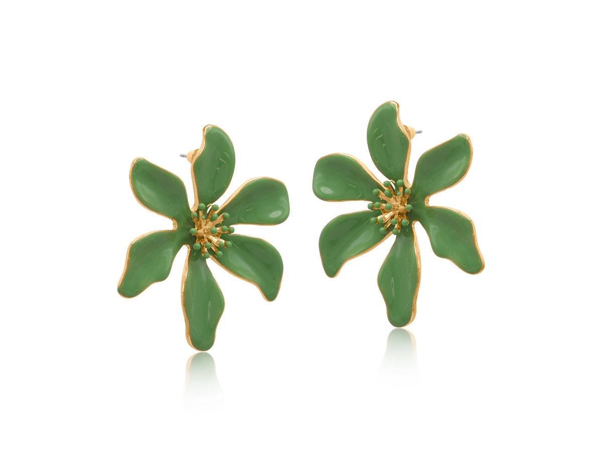 Picture of GREEN LOUISE FLOWER  EARRINGS