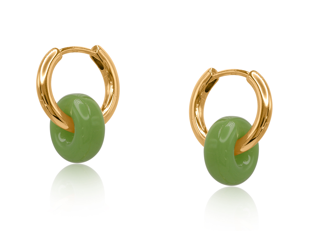 Picture of GREEN MATHILDA TWO TONE HOOP EARRINGS