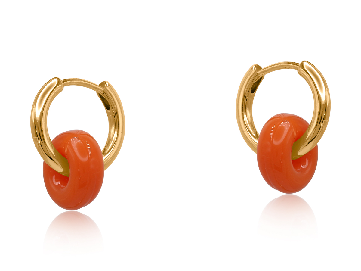 Picture of ORANGE MATHILDA TWO TONE HOOP EARRINGS