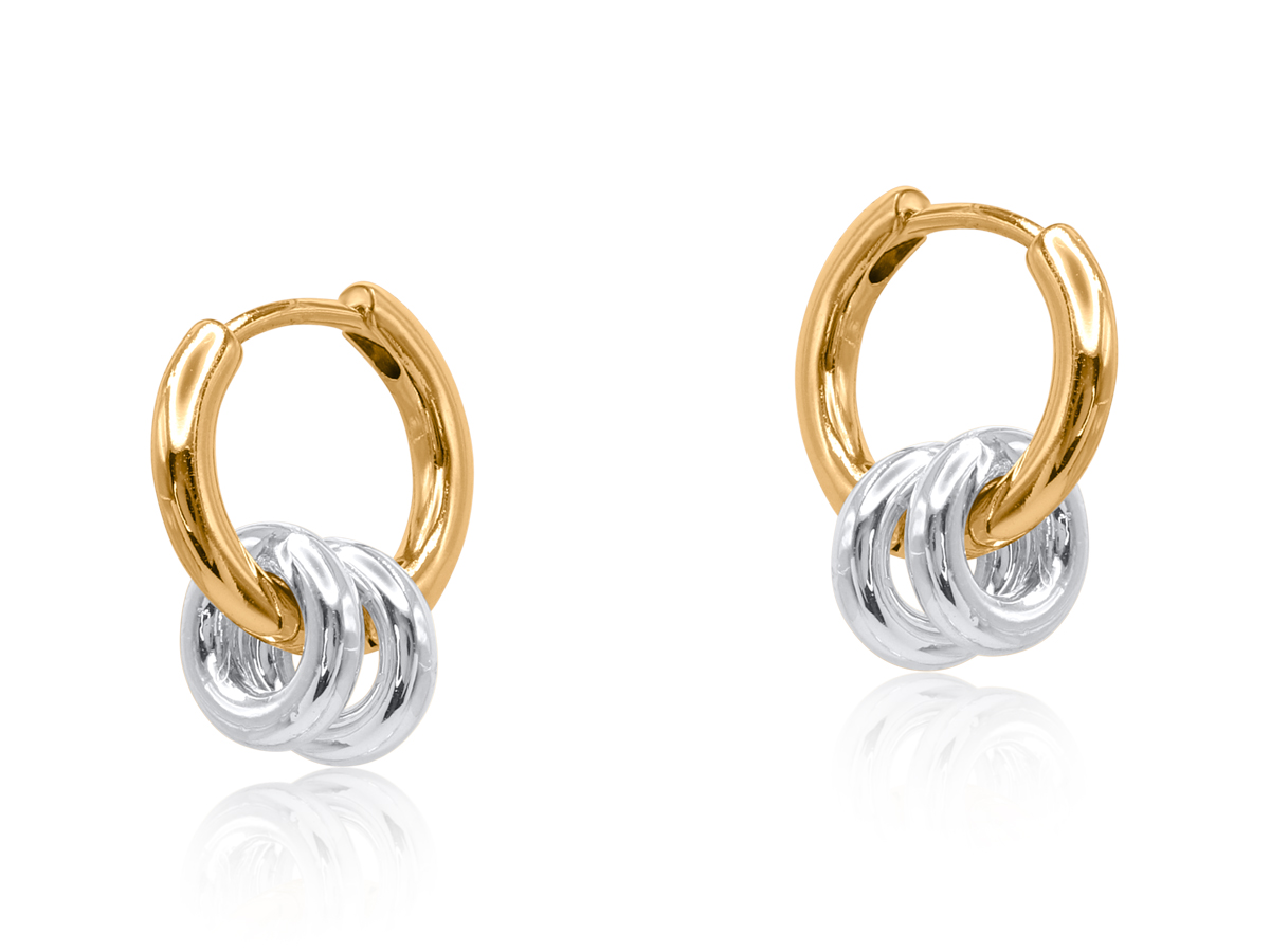 Picture of TWO TONE GOLD MAFALDA TWO TONE HOOP EARRINGS