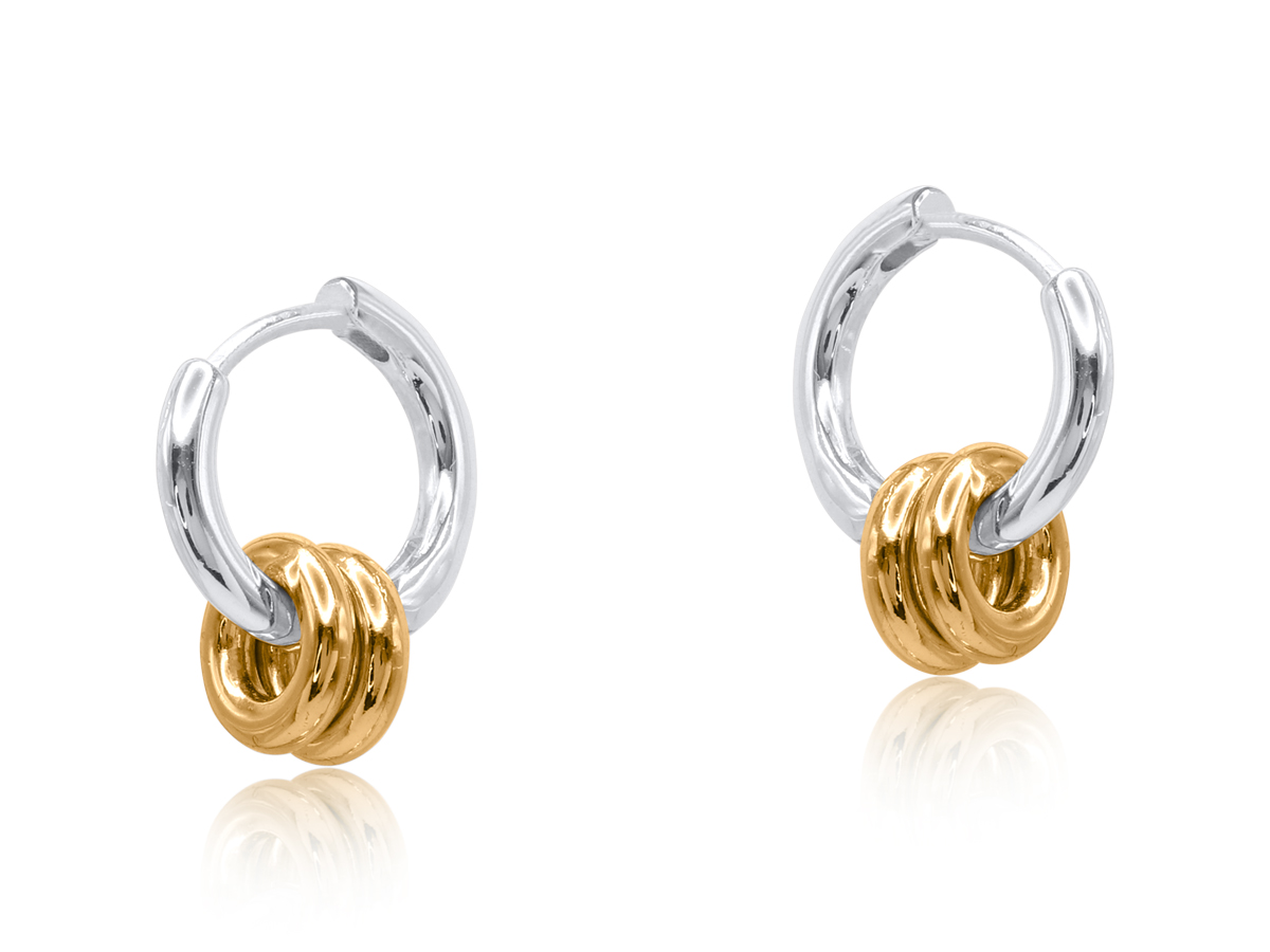 Picture of TWO TONE SILVER MAFALDA TWO TONE HOOP EARRINGS