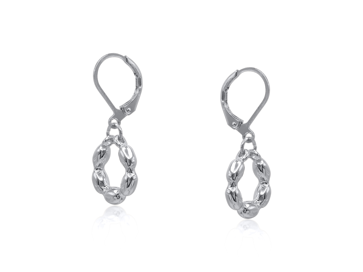 Picture of TWO TONE SILVER SAMARA HOOP BEADED EARRINGS