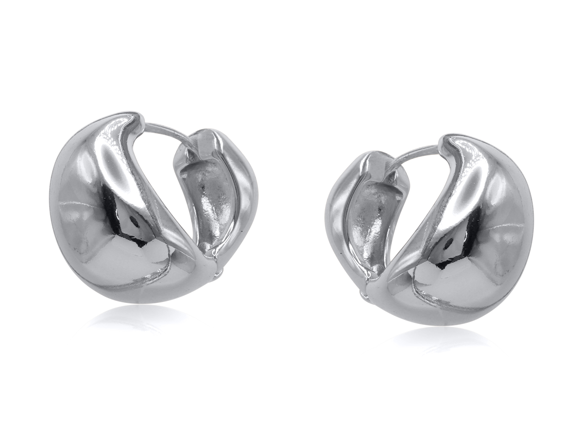 Picture of SILVER LORA ORGANIC SHAPE HOOP EARRINGS
