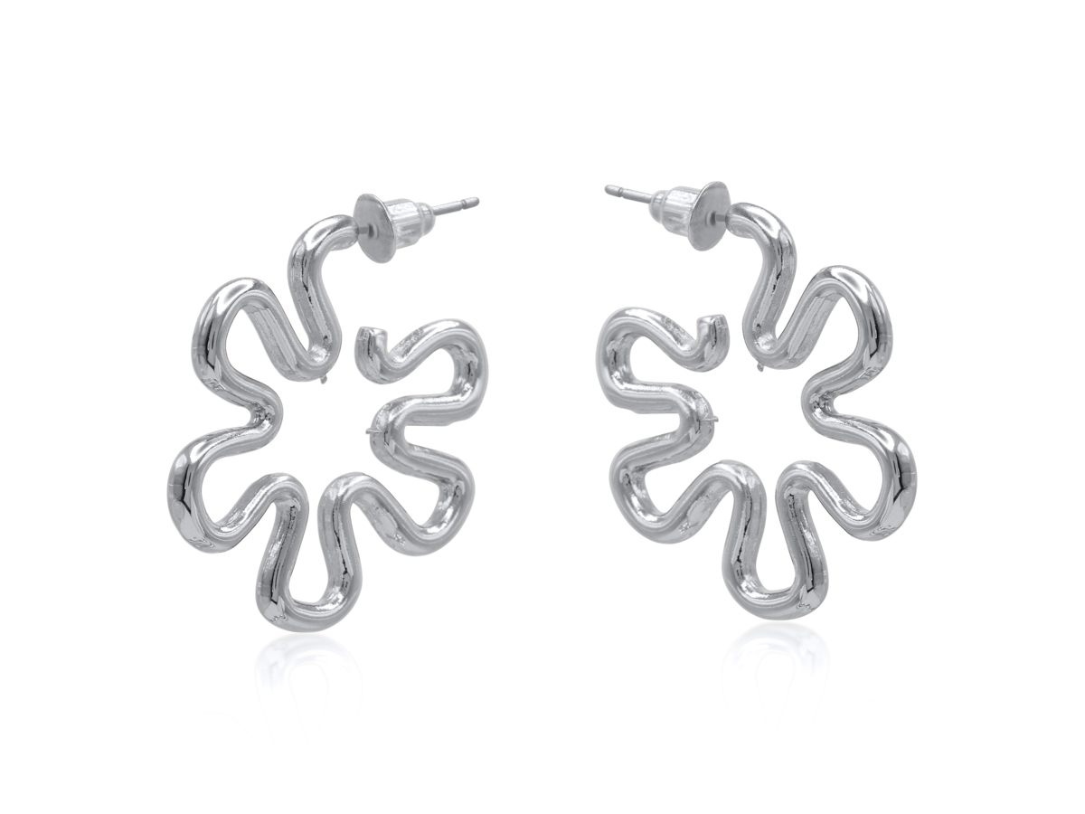 Picture of SILVER GONDOR SCRIBBLE HOOP EARRINGS