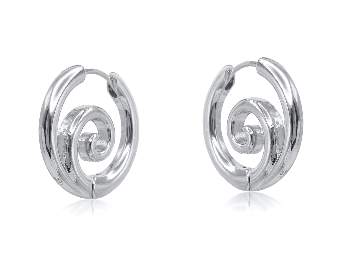 Picture of SILVER MINAS SCRIBBLE HOOP EARRINGS