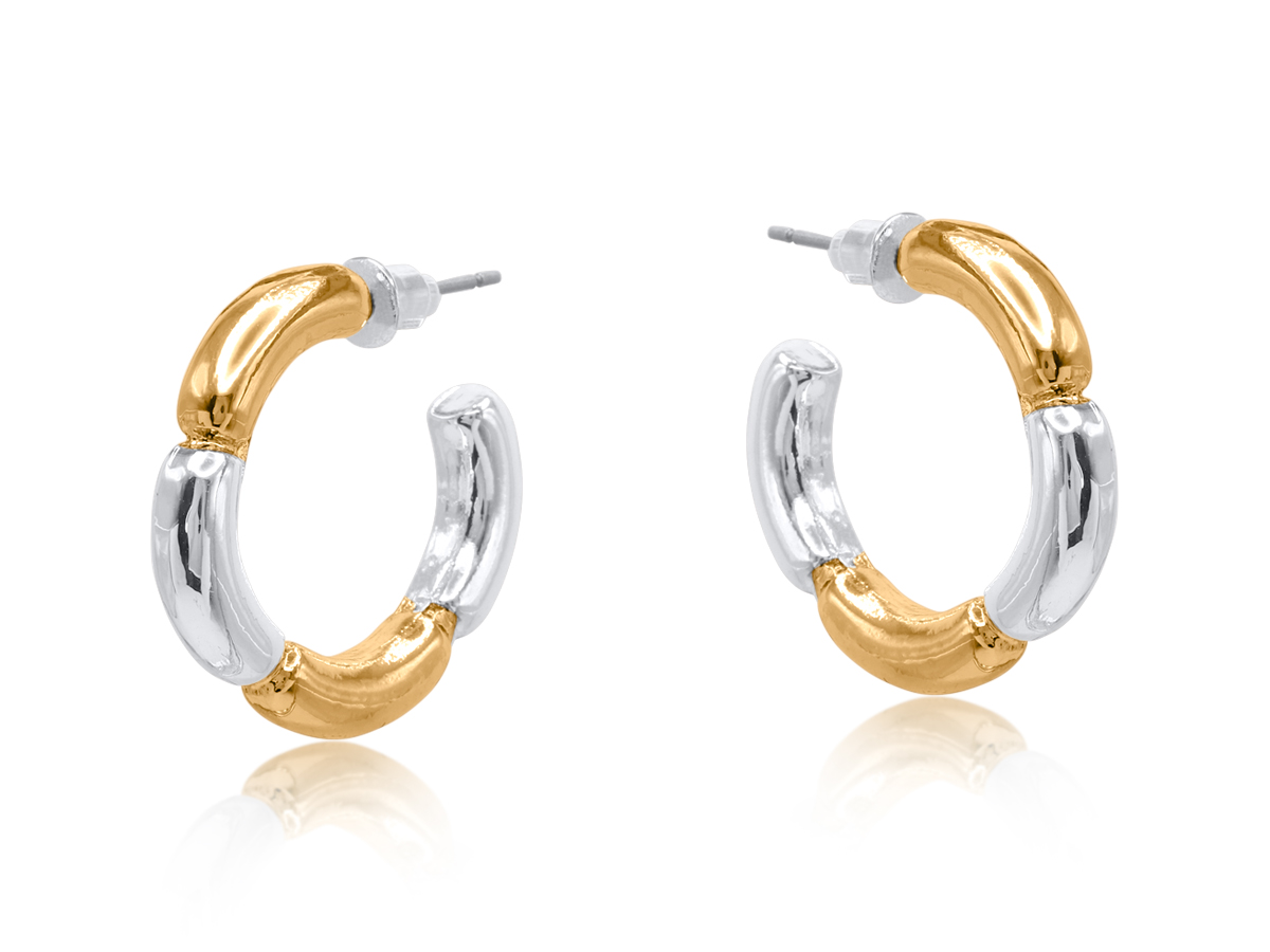 Picture of TWO TONE GOLD PALMEIRA TWO TONE HOOP EARRINGS