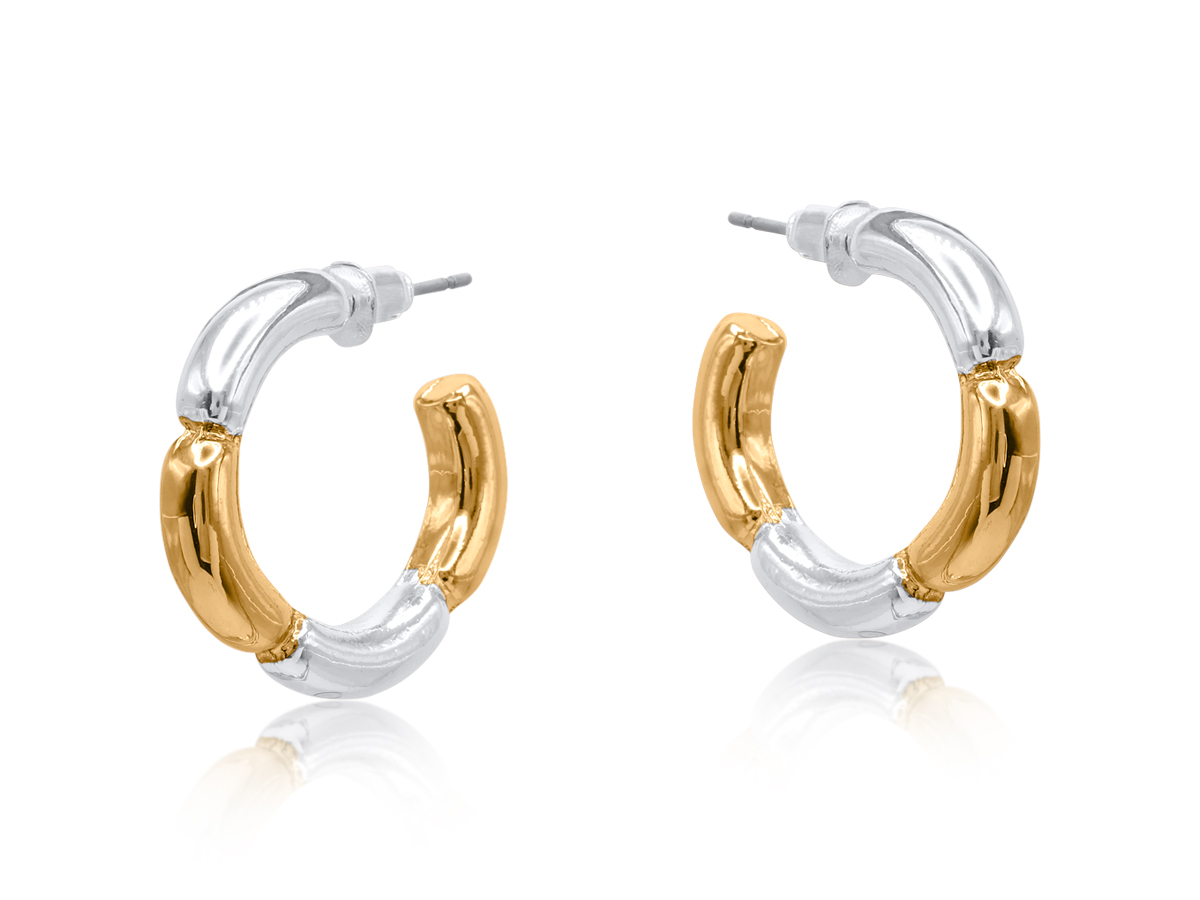 Picture of TWO TONE SILVER PALMEIRA TWO TONE HOOP EARRINGS