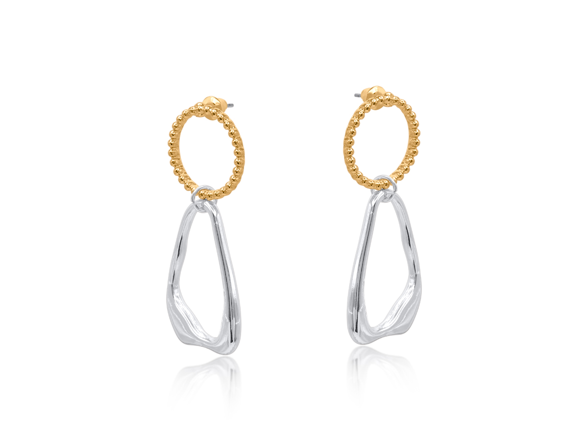 Picture of TWO TONE SILVER FANTAGIRO TWO TONE FINE DROP EARRI