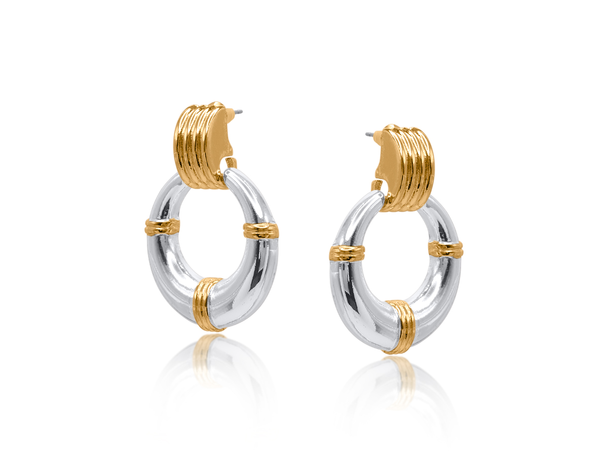 Picture of TWO TONE MELANIA TWO TONE STATEMENT EARRING S