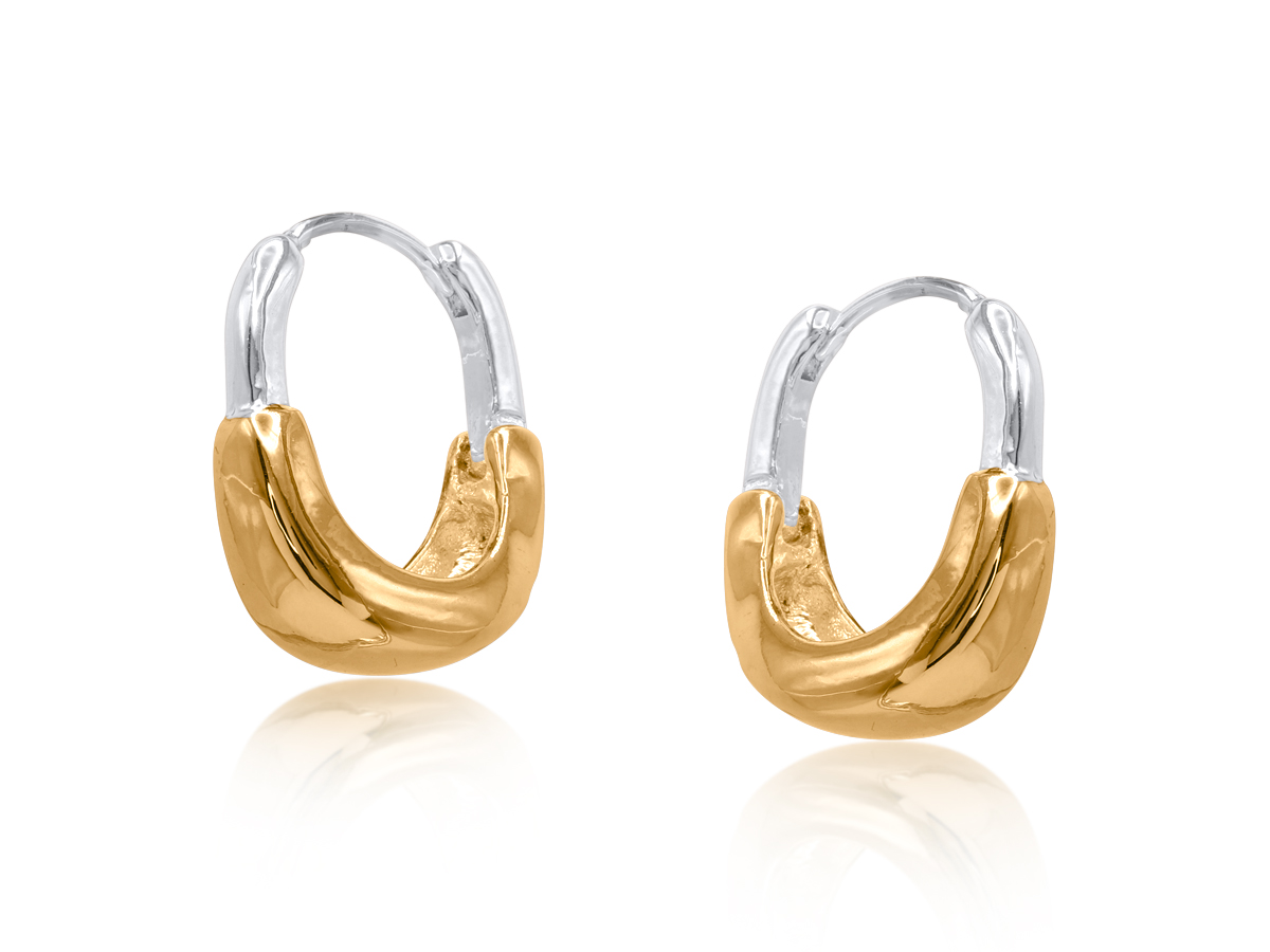 Picture of TWO TONE GOLD IVA TWO TONE HOOP EARRINGS