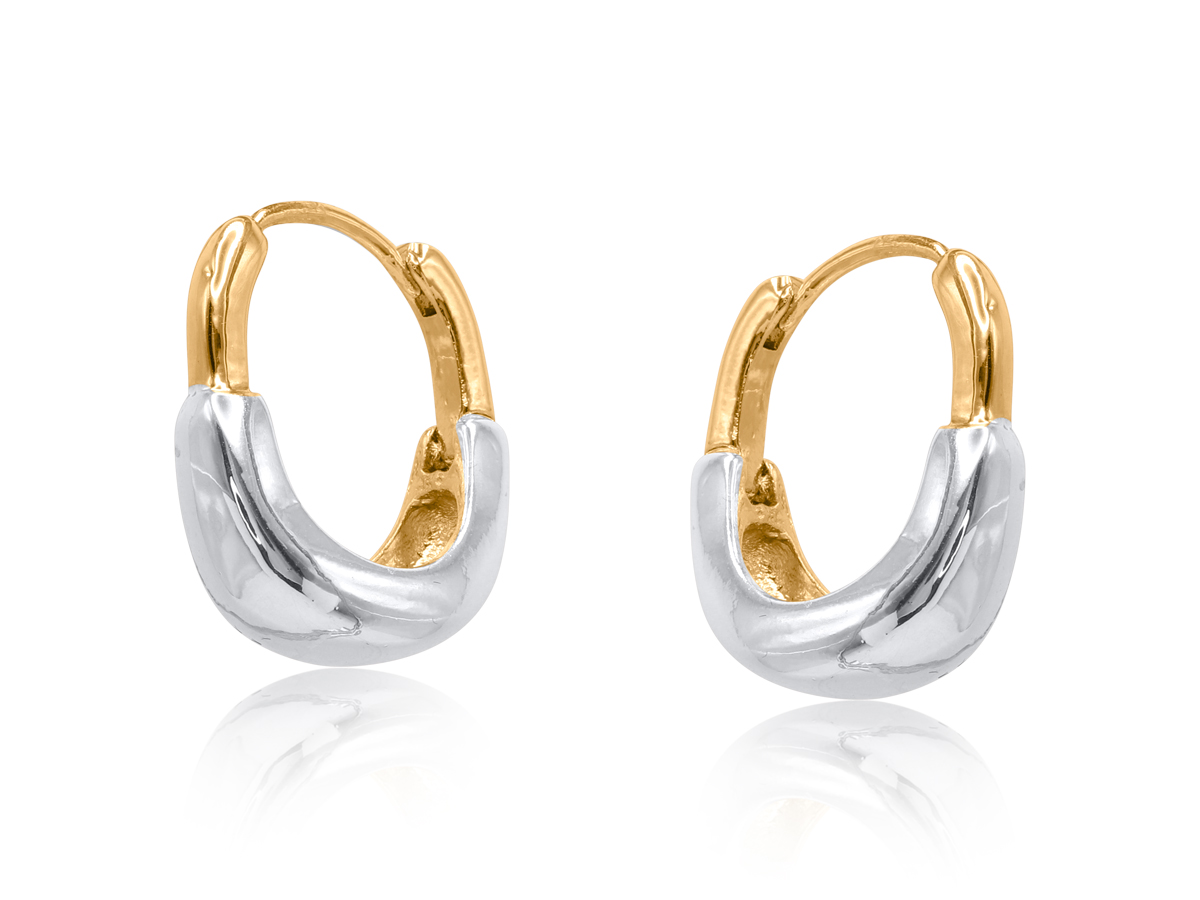 Picture of TWO TONE SILVER IVA TWO TONE HOOP EARRINGS