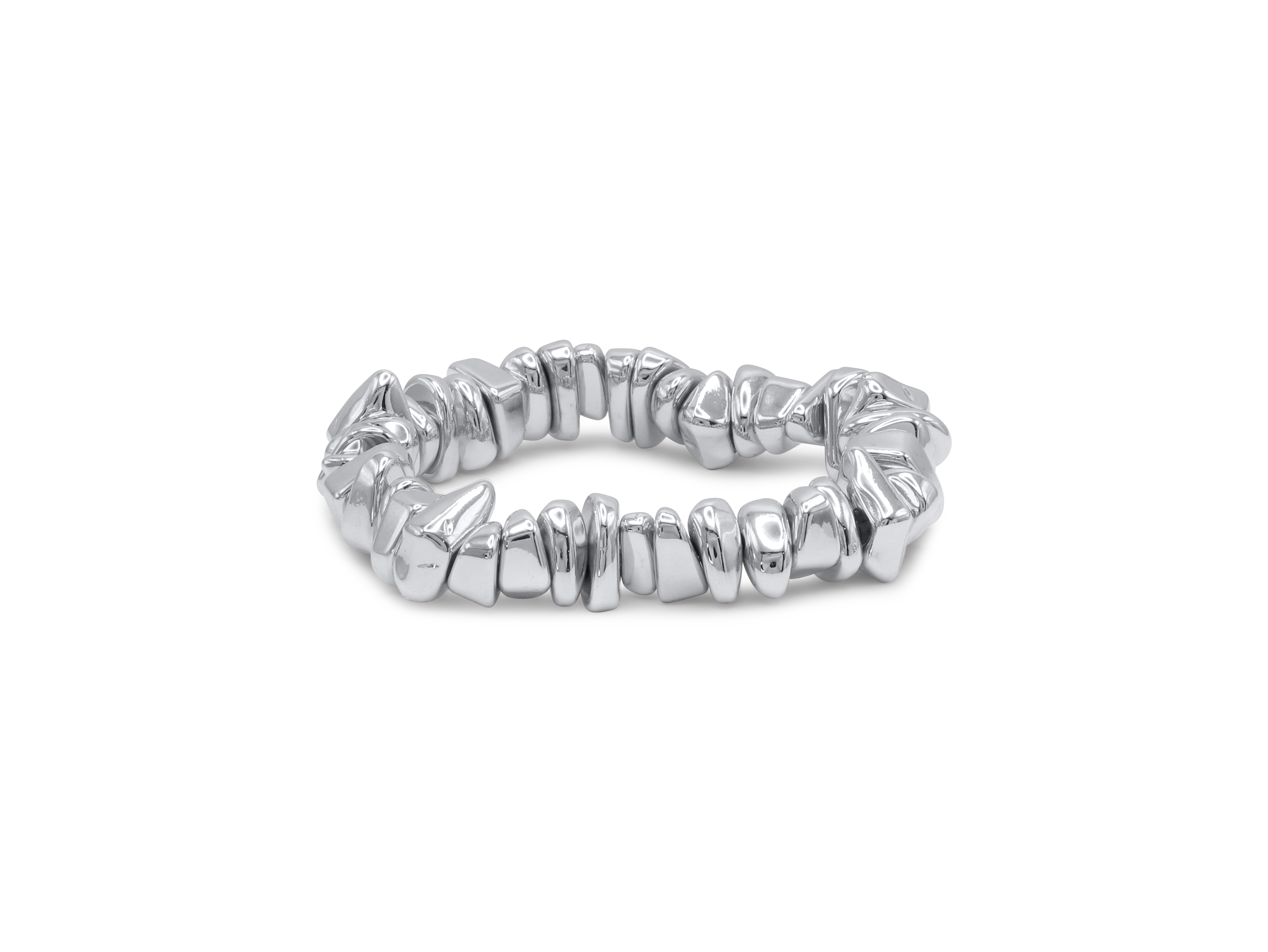Picture of SILVER FIGUERES ORGANIC BEADS STRETCHED BRACELET