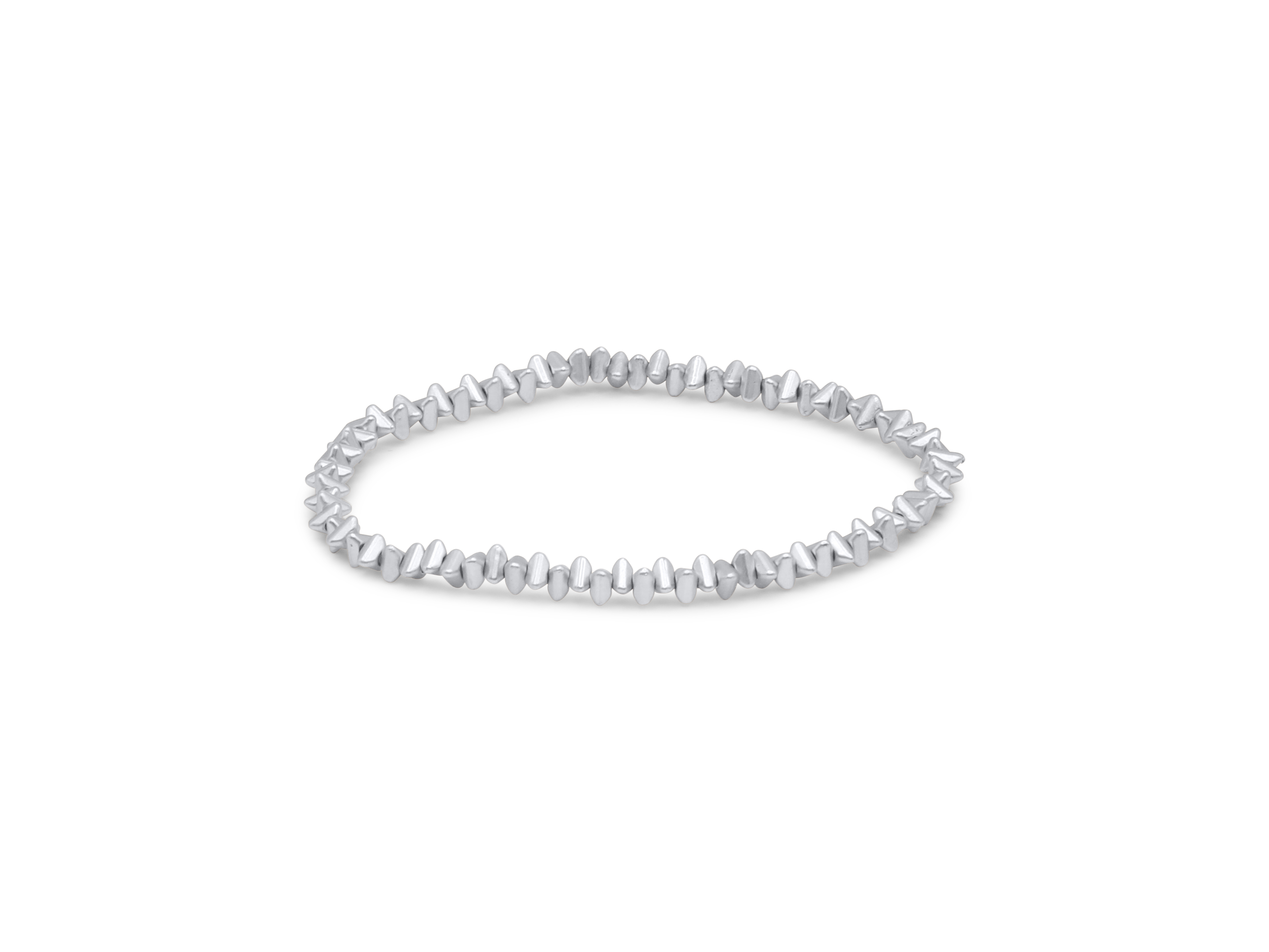 Picture of SILVER CAMELIA STRETCHED METAL BEADED BRACELET