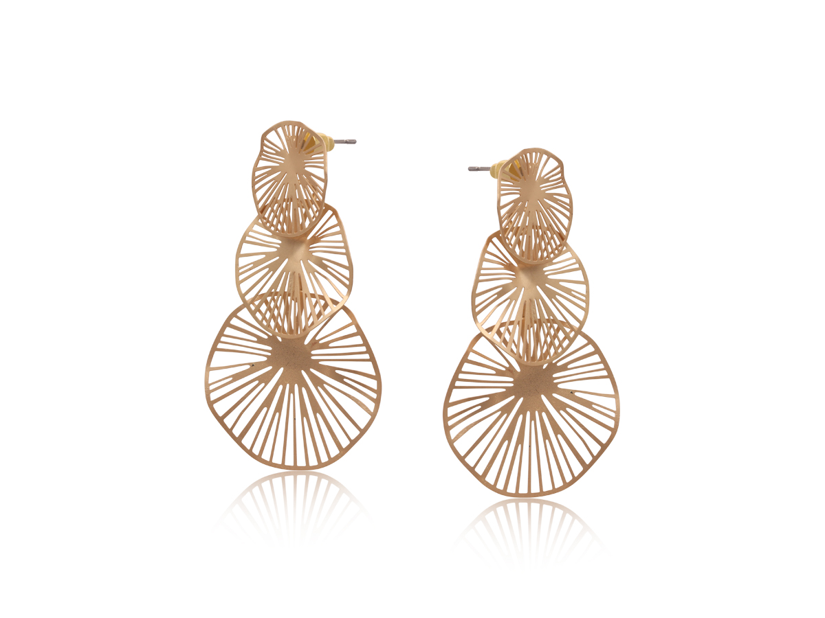 Picture of GOLD GIVERNY WATER MATTE PLANT EARRINGS