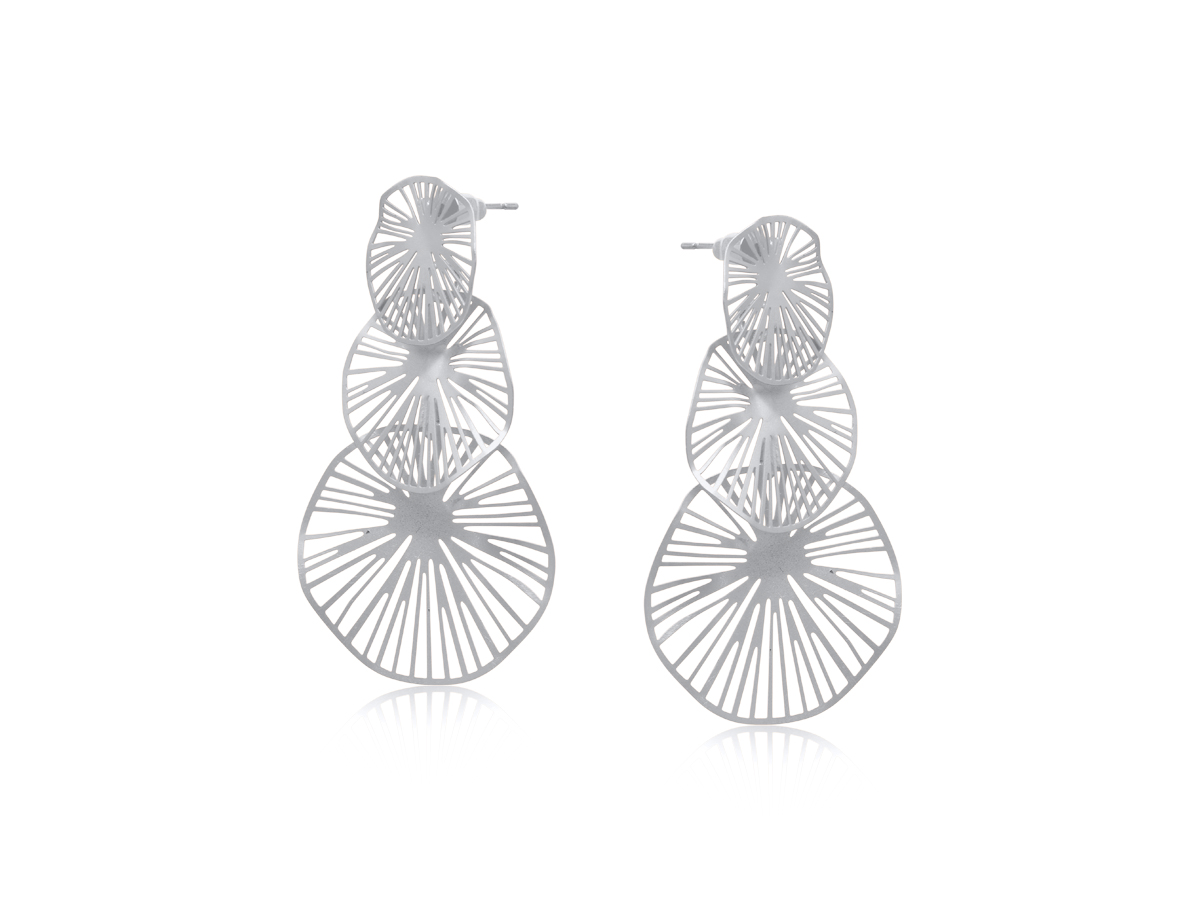 Picture of SILVER GIVERNY WATER MATTE PLANT EARRINGS