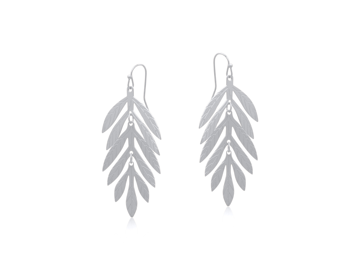 Picture of SILVER MANNONE MATTE LEAVES EARRINGS