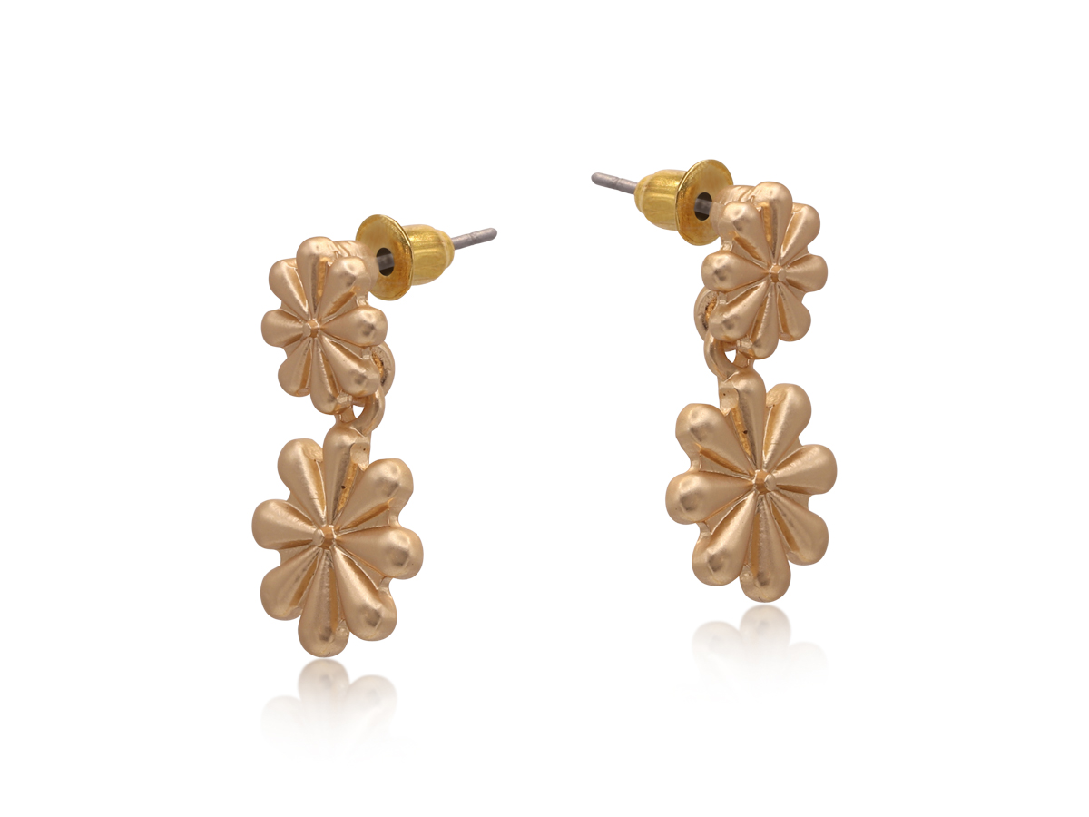 Picture of TWO TONE GOLD IMOGEN TWO TONE FLORAL MATTE EARRING