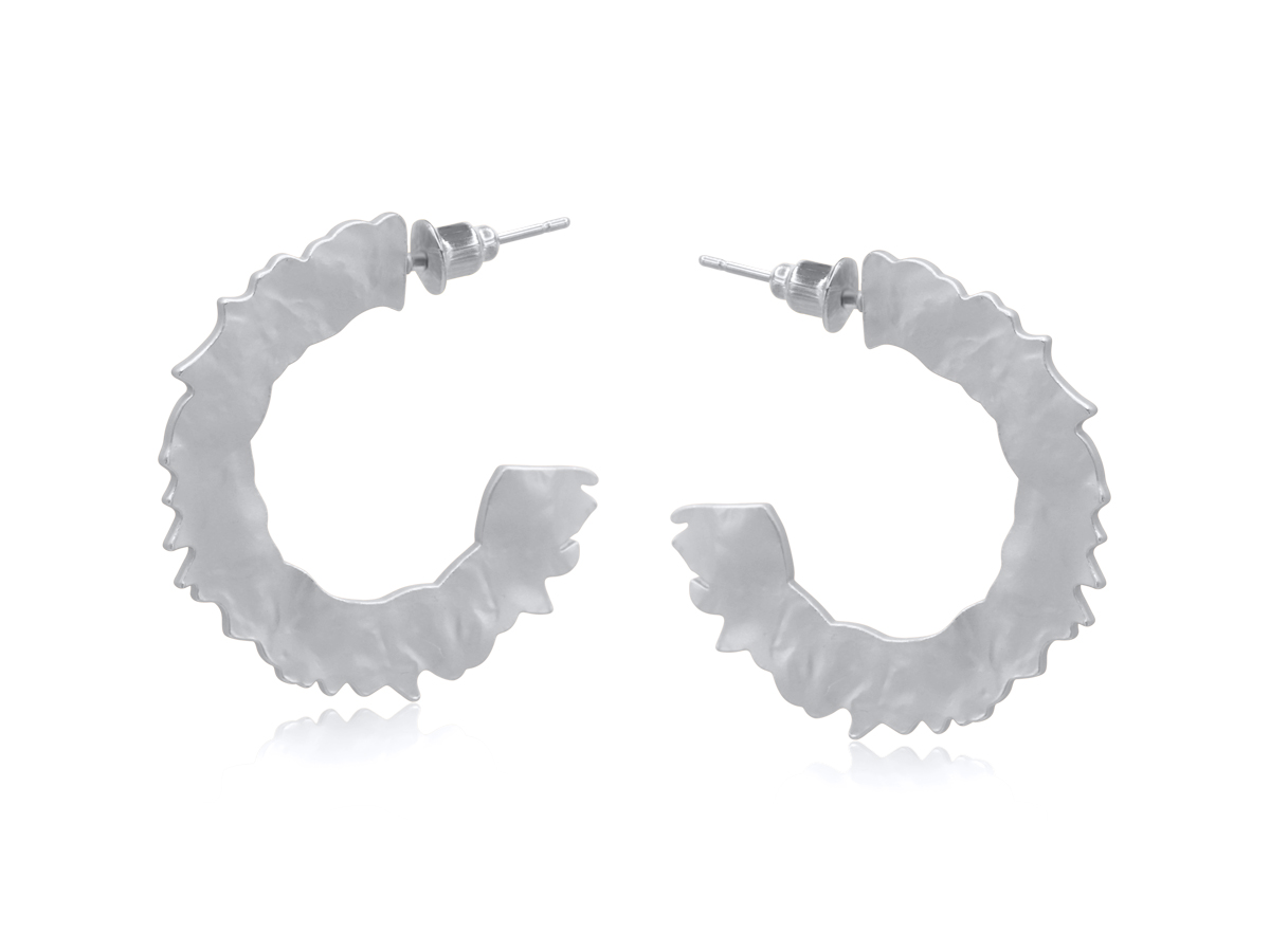 Picture of SILVER GAYA ROUGH CUT MATTE METAL EARRINGS