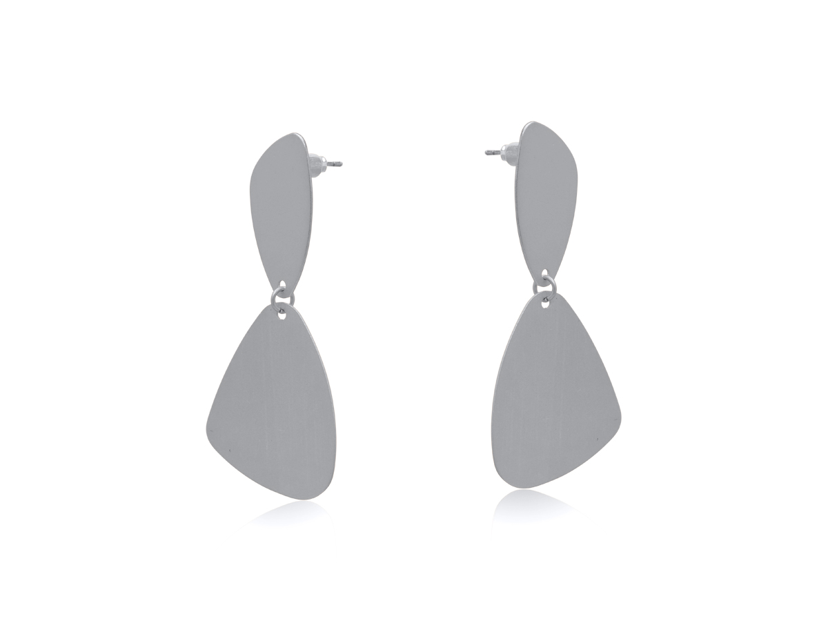 Picture of SILVER CHRISTA ROUGH CUT MATTE METAL EARRINGS