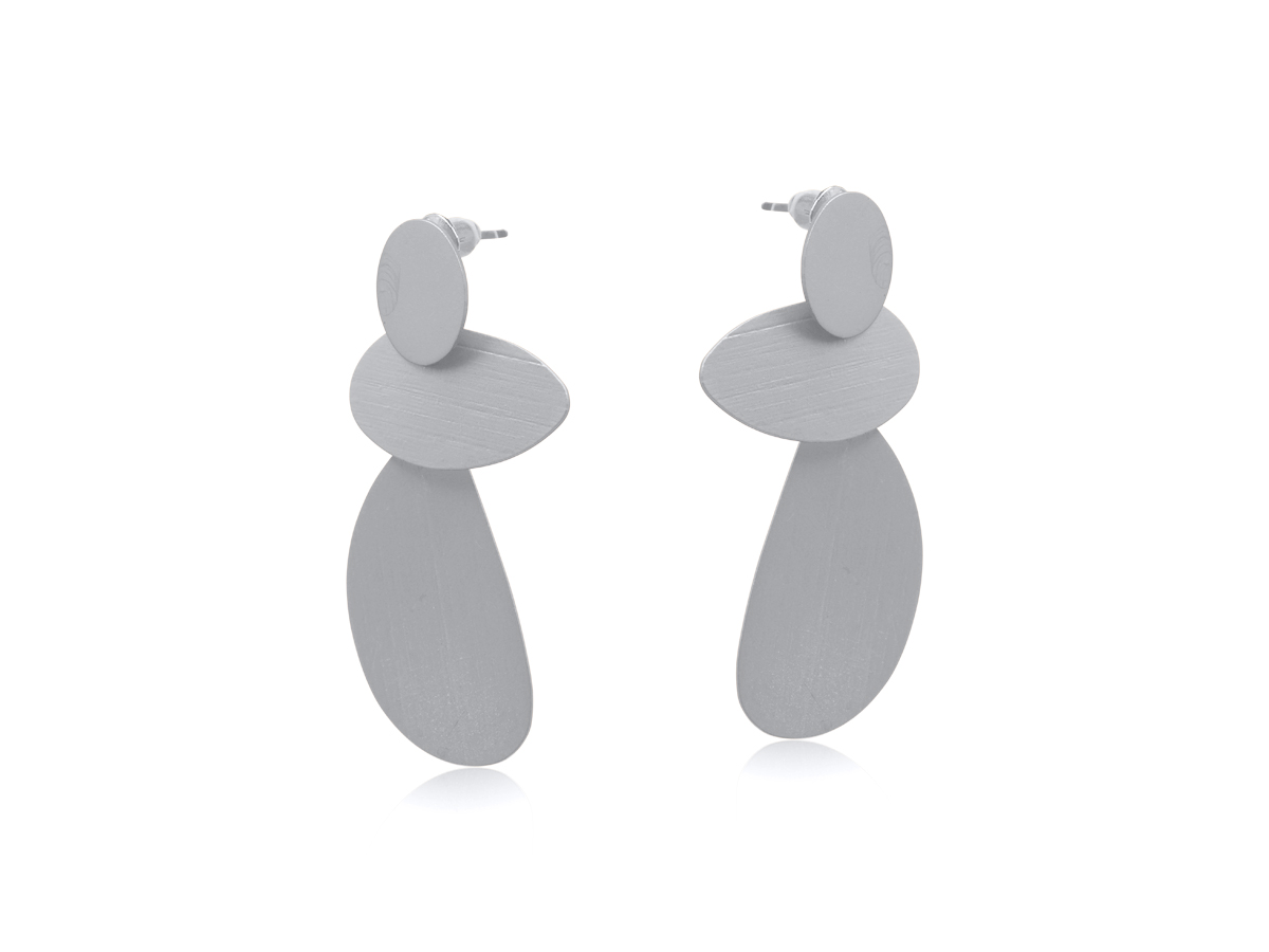 Picture of SILVER ANTONIA ROUGH CUT MATTE METAL EARRINGS