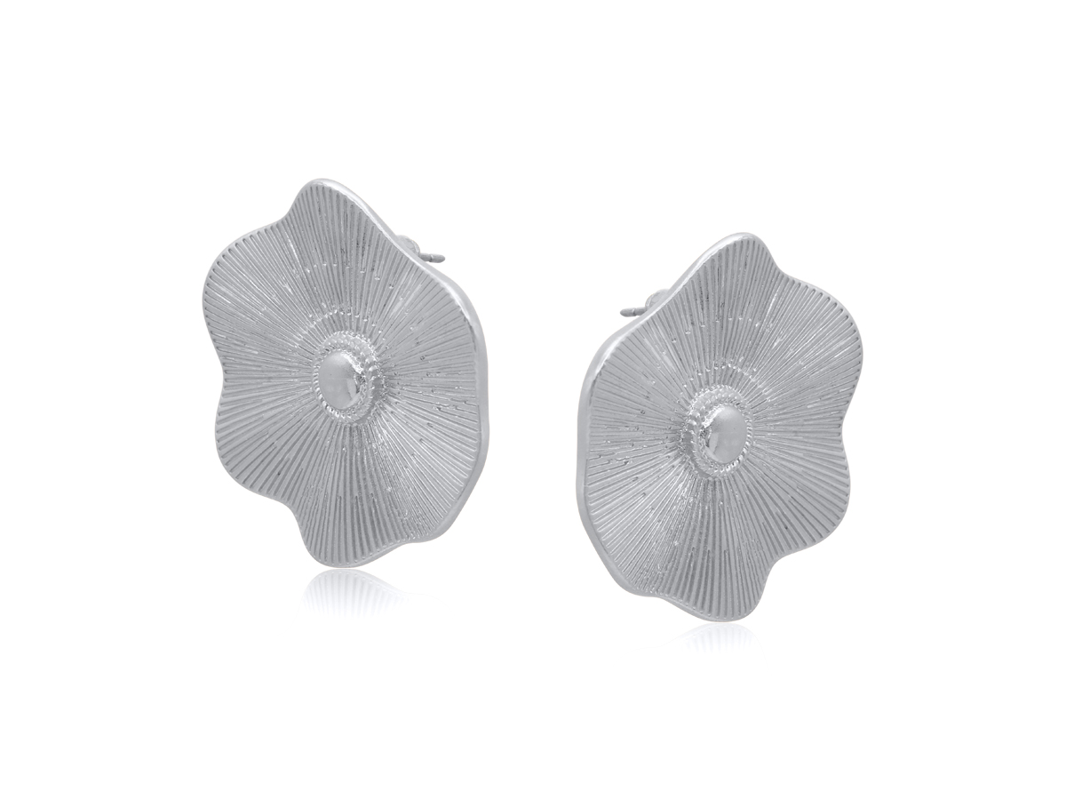 Picture of SILVER TOKYO FLORAL MATTE METAL EARRINGS