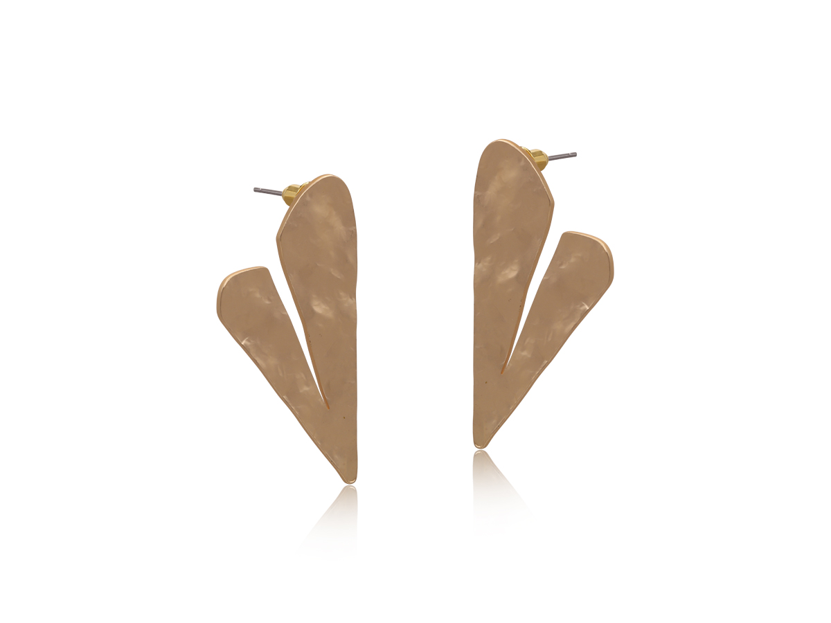 Picture of GOLD CHRISTA ROUGH CUT MATTE METAL EARRINGS