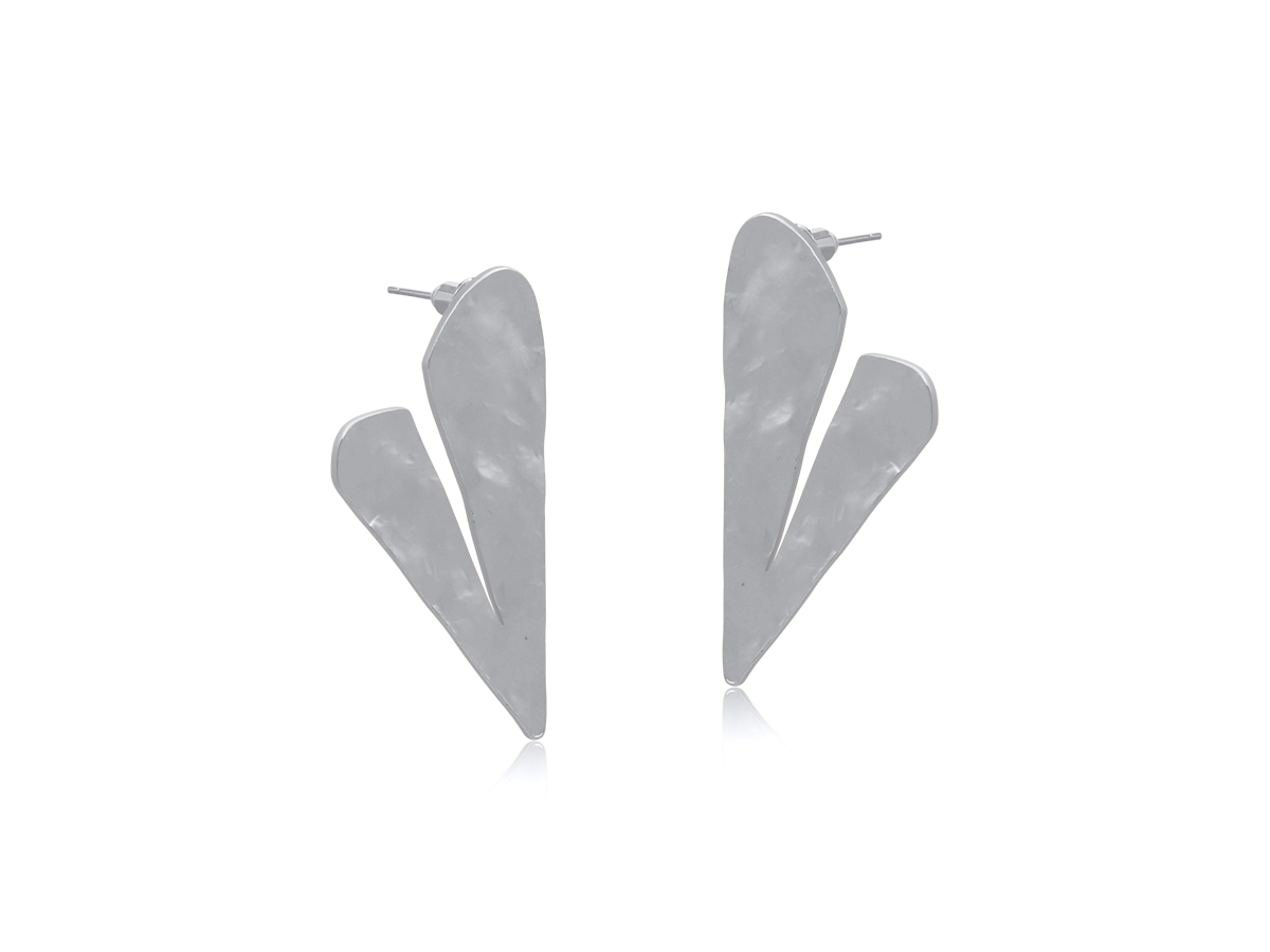 Picture of SILVER CHRISTA ROUGH CUT MATTE METAL EARRINGS