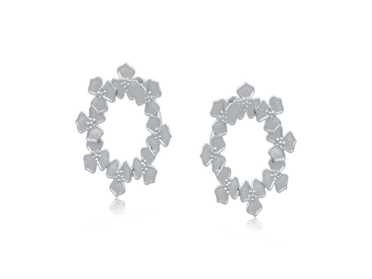 Picture of SILVER OPHELIA WREATH  MATTE METAL EARRINGS
