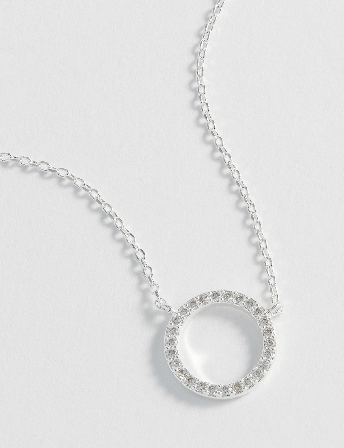 Picture of Large Pave Set Circle Cz Necklace - Silver Plated