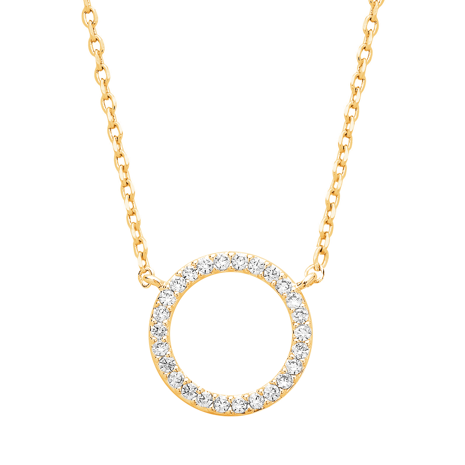 Picture of Large Pave Set Cz Circle Necklace - Gold Plated