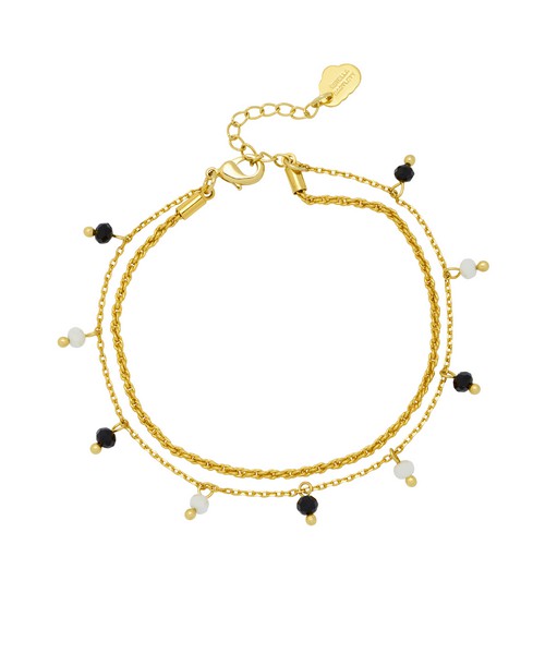 Picture of Black And White Crystal Double Chain Bracelet - Go