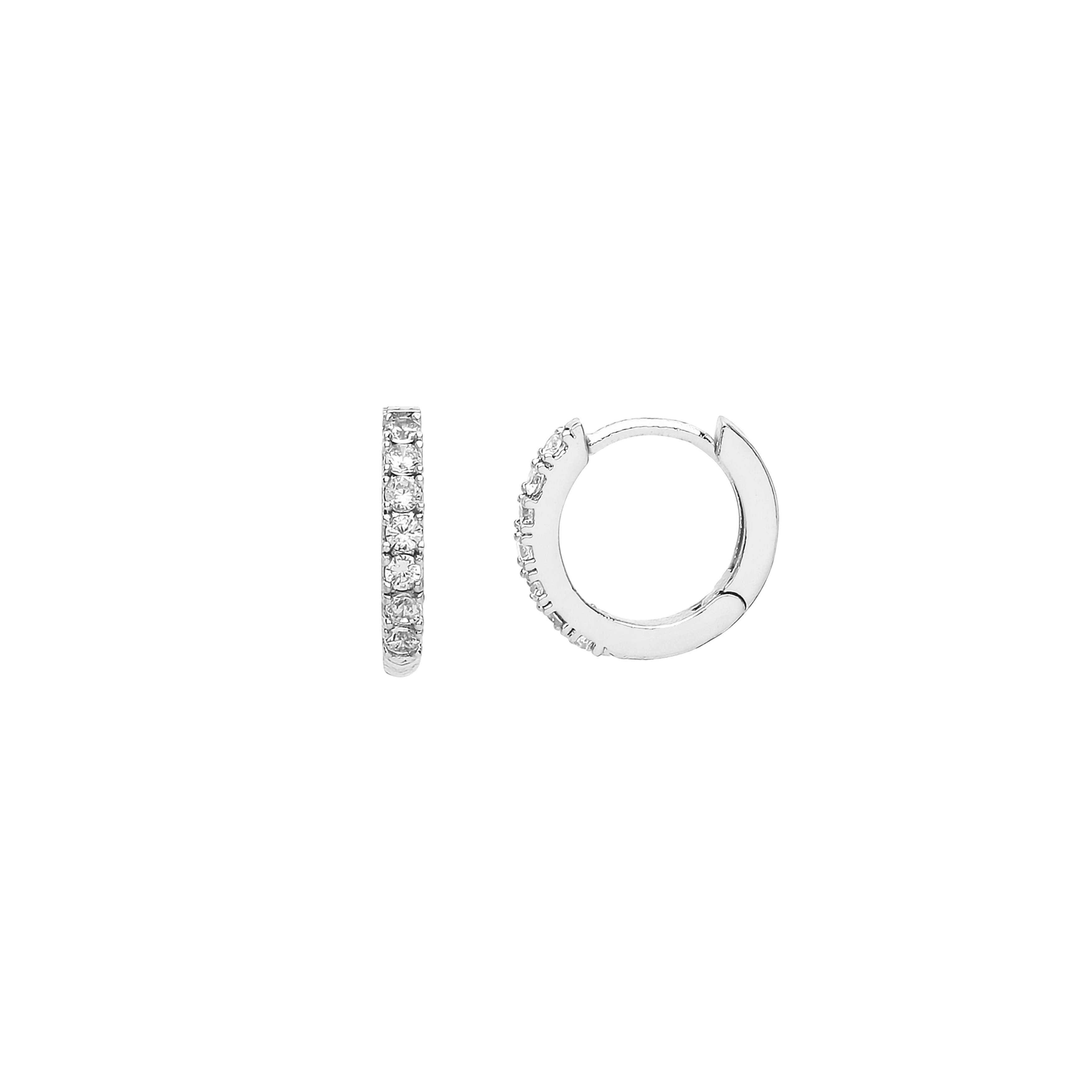 Picture of Pave Set Hoop Earrings With White Cz